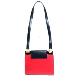 CELINE vintage bag one shoulder Shoulder Bag Red/Black GoldHardware