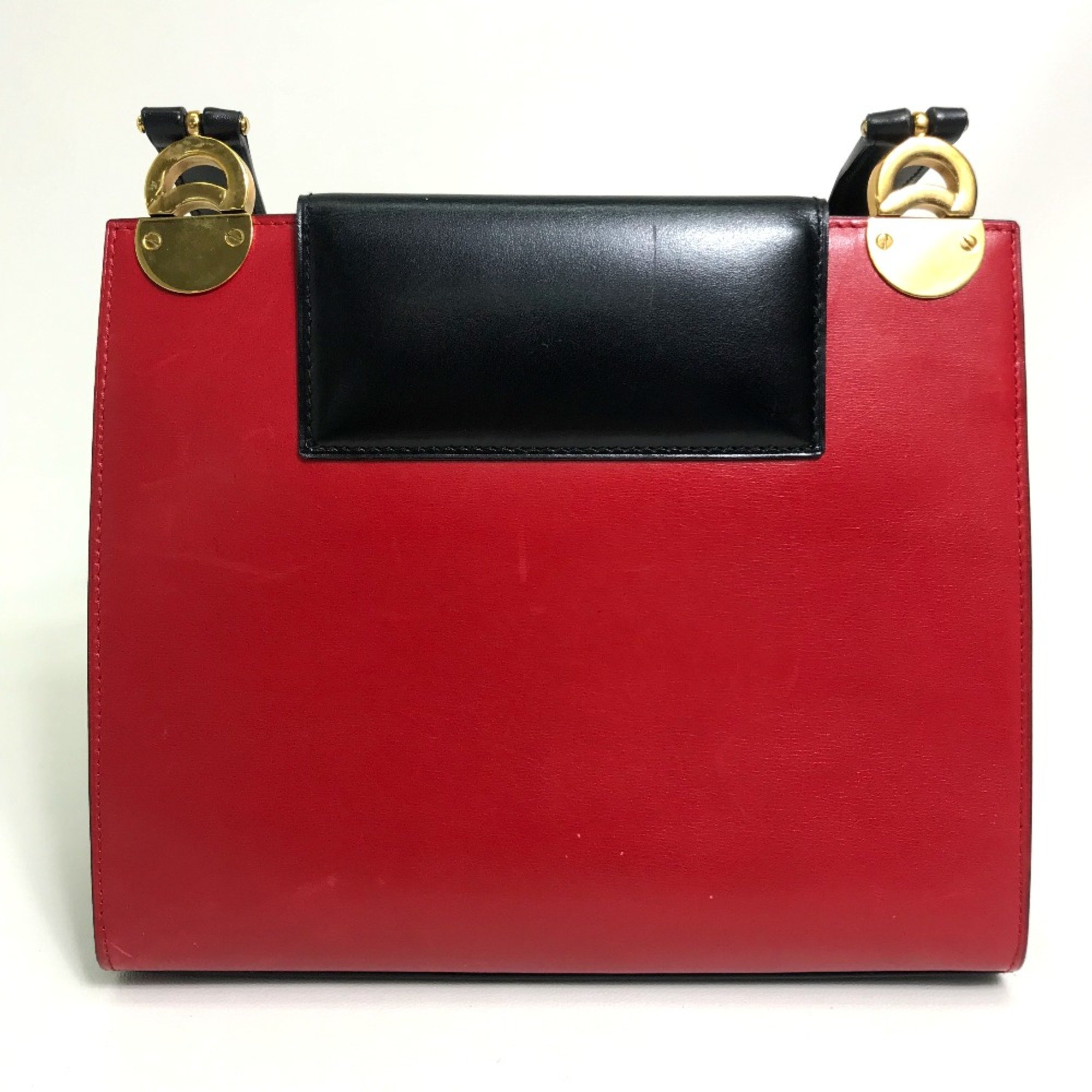 CELINE vintage bag one shoulder Shoulder Bag Red/Black GoldHardware