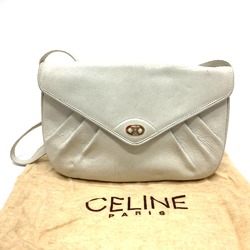 CELINE MacadamHardware Bag 2way Crossbody Shoulder Bag White GoldHardware