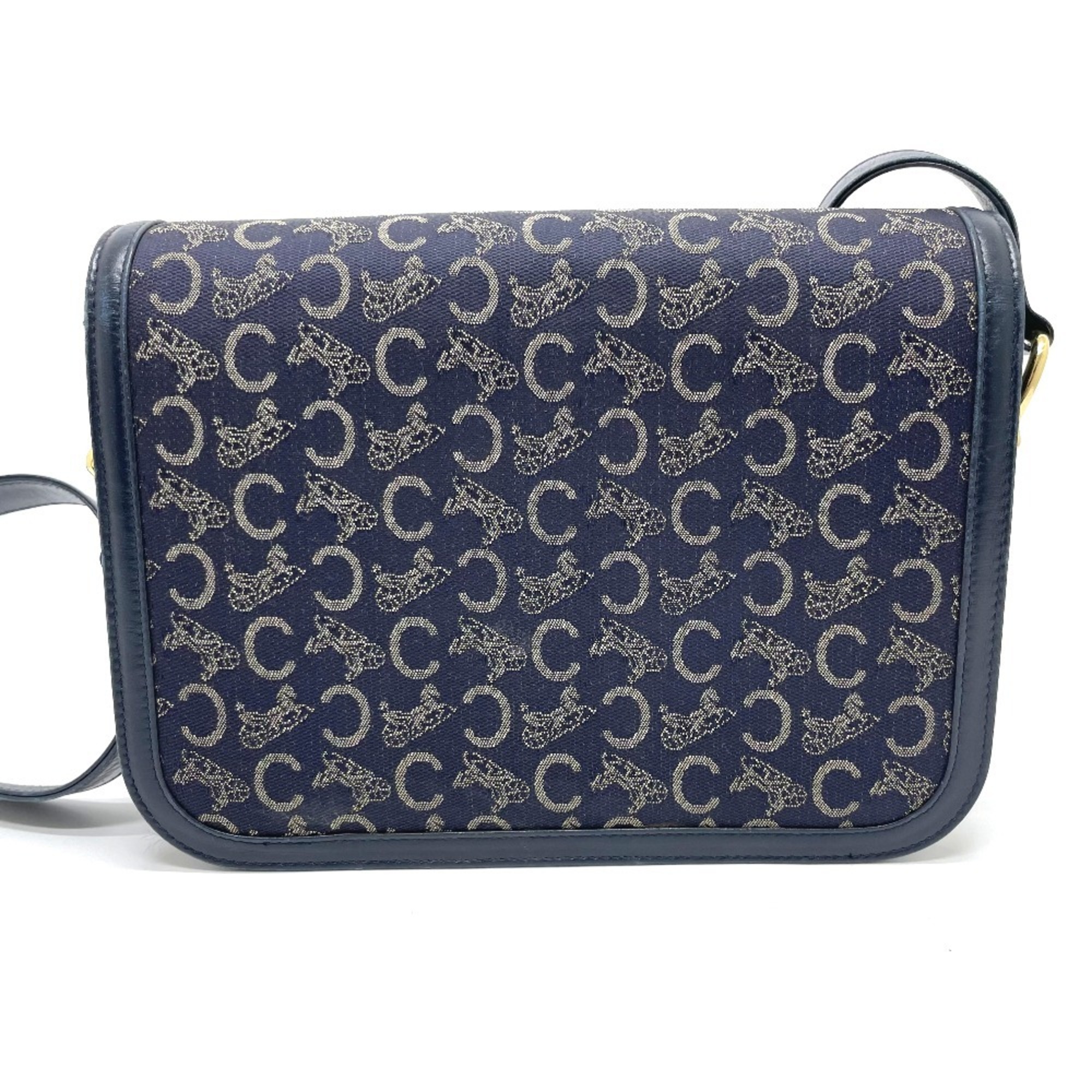 CELINE Macadam carriage hardware bag shawl Shoulder Bag Navy