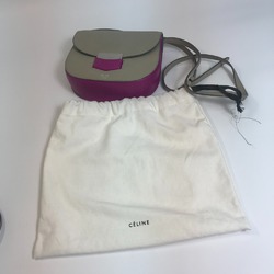 CELINE Bicolor bag Crossbody shawl Shoulder Bag Gray x purple pink