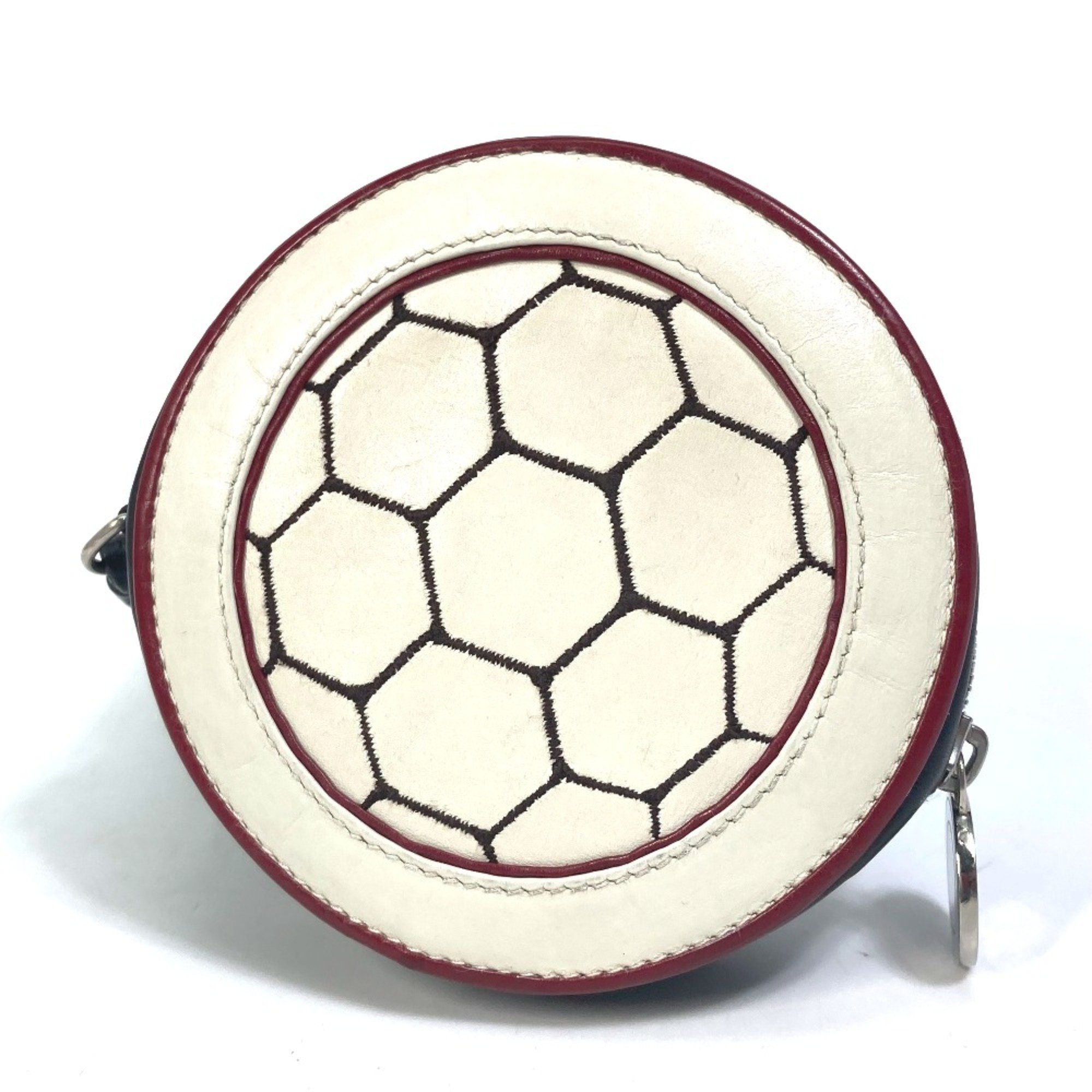 CELINE Wallet Coin Compartment soccer ball coin purse White Red