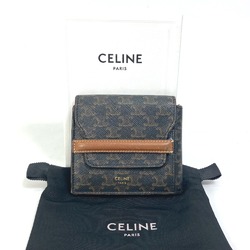 CELINE Card Case with flap Folded wallet Brown