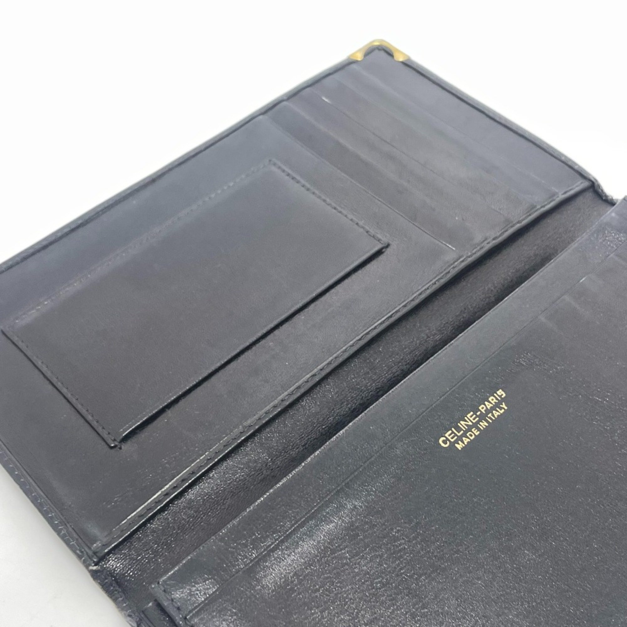 CELINE Carriage logo Bill Compartment Long Wallet Black