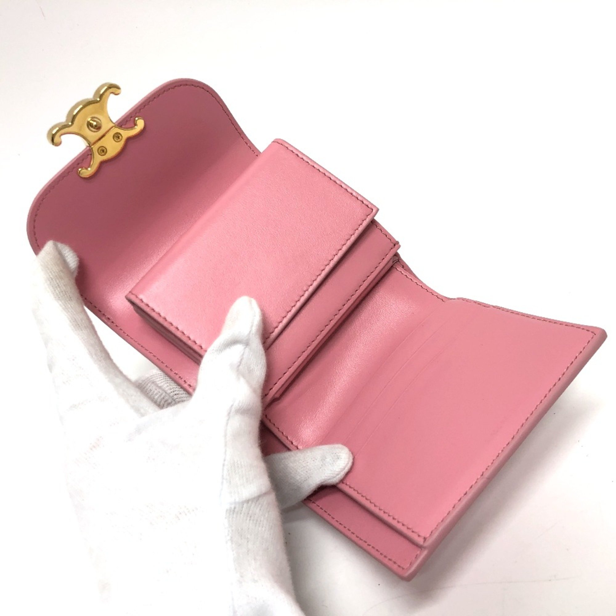 CELINE Small wallet Trifold wallet pink GoldHardware