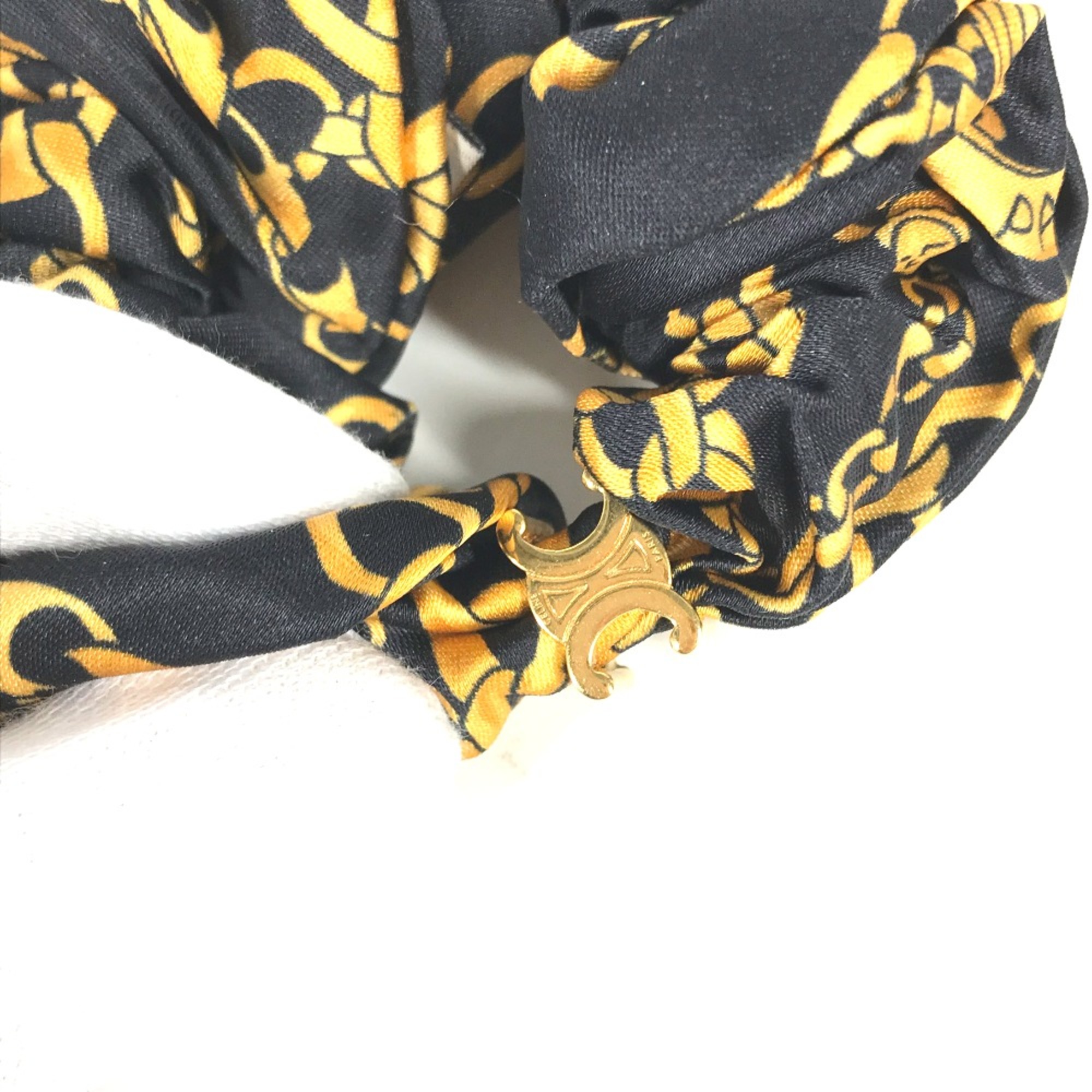 CELINE Triomphe hair accessories hair rubber Shush Black yellow