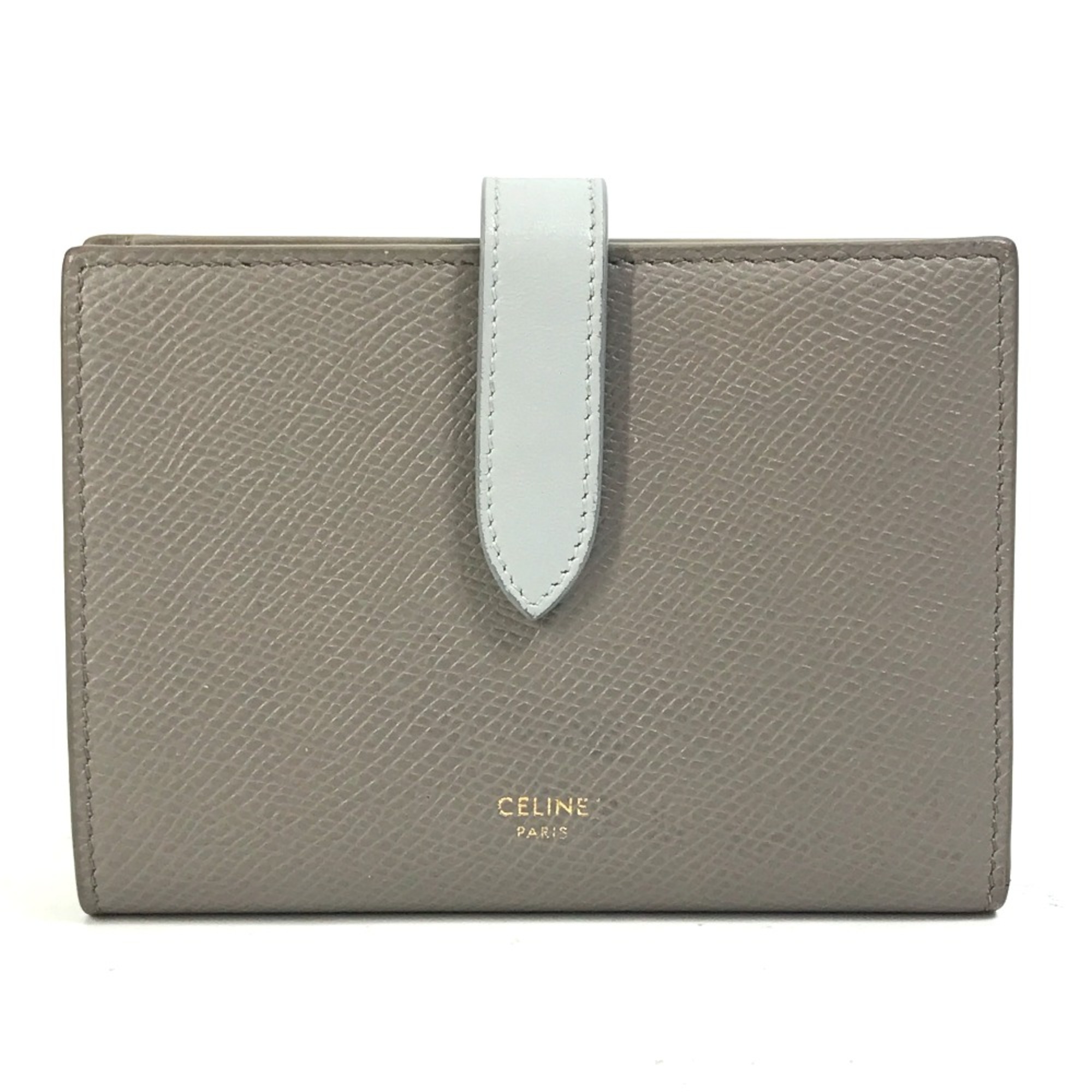 CELINE 10B643BRU.10PI Bicolor Trifold wallet Pebble /Mineral Gray x light blue