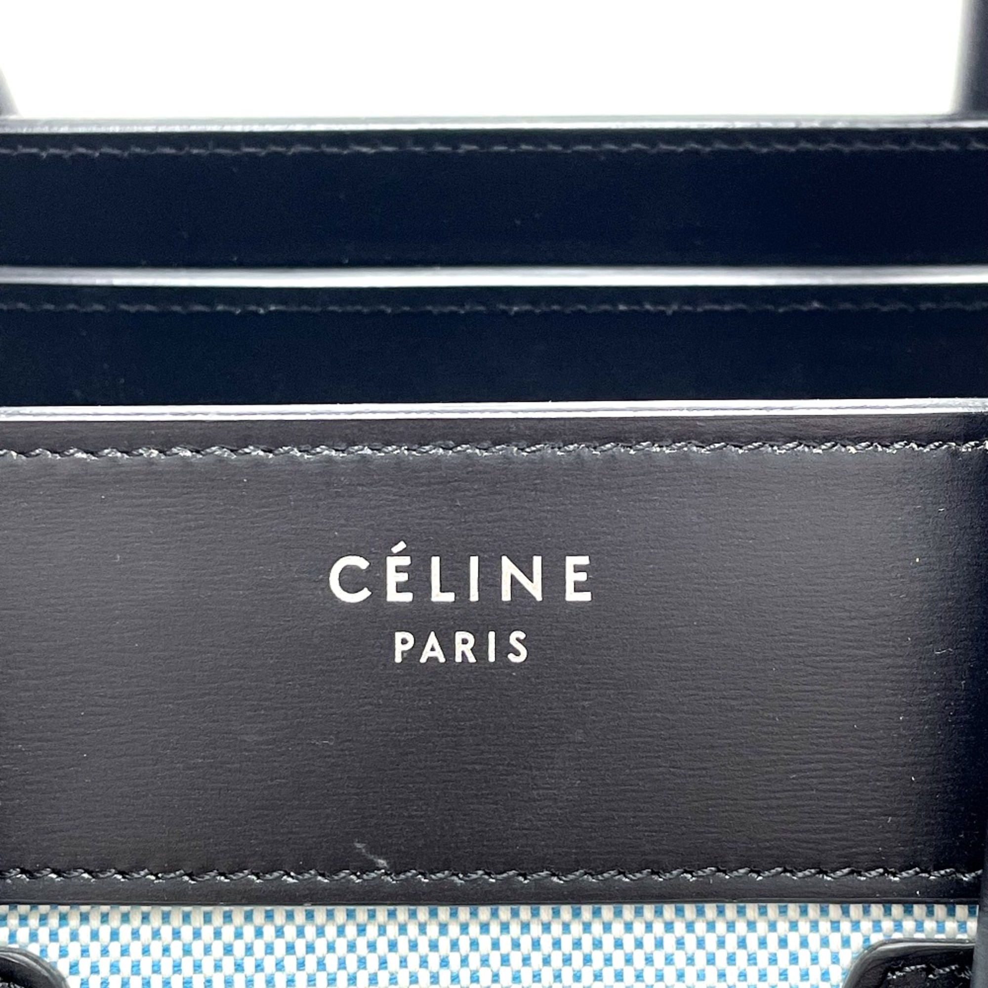 CELINE 167792 Bag Tote Bag Hand Bag Aqua Blue x Black