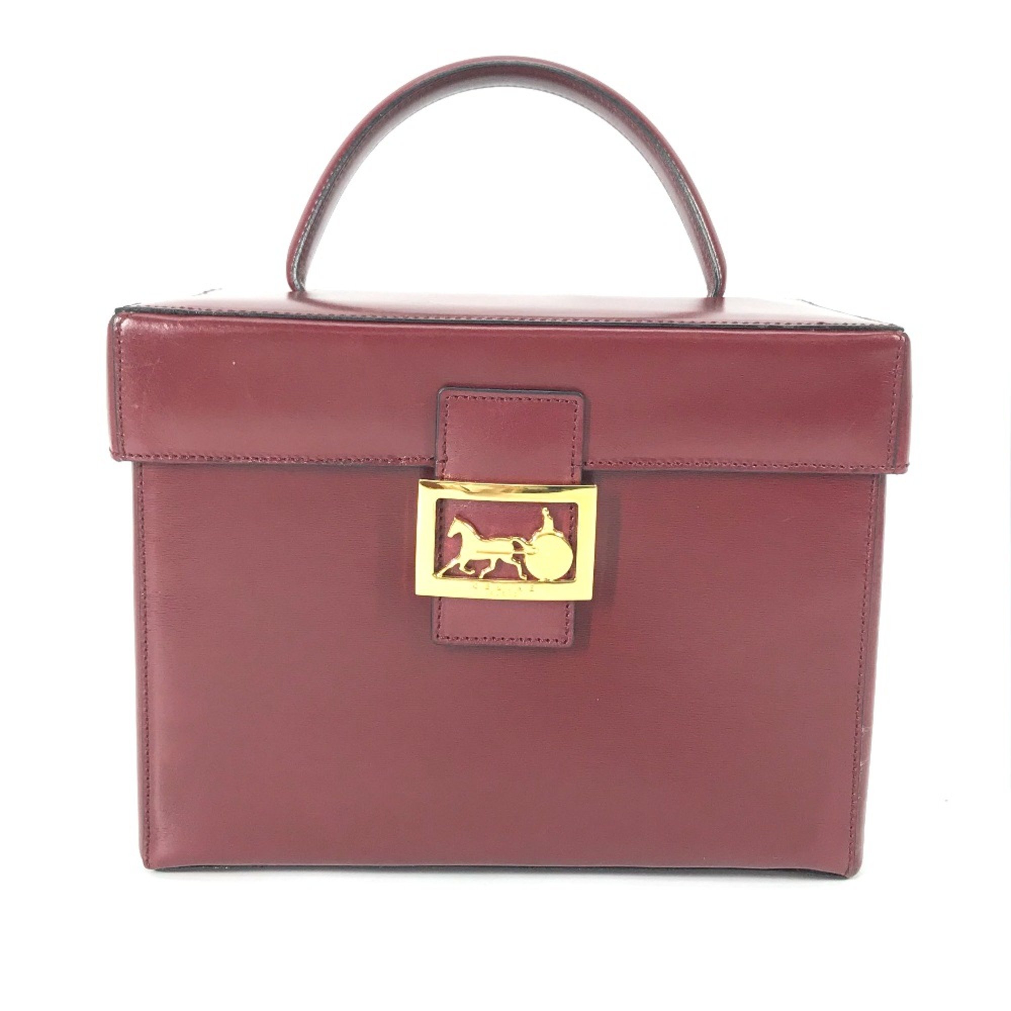 CELINE vintage Box BOX bag with mirror Hand Bag Bordeaux Based eLADY Globazone