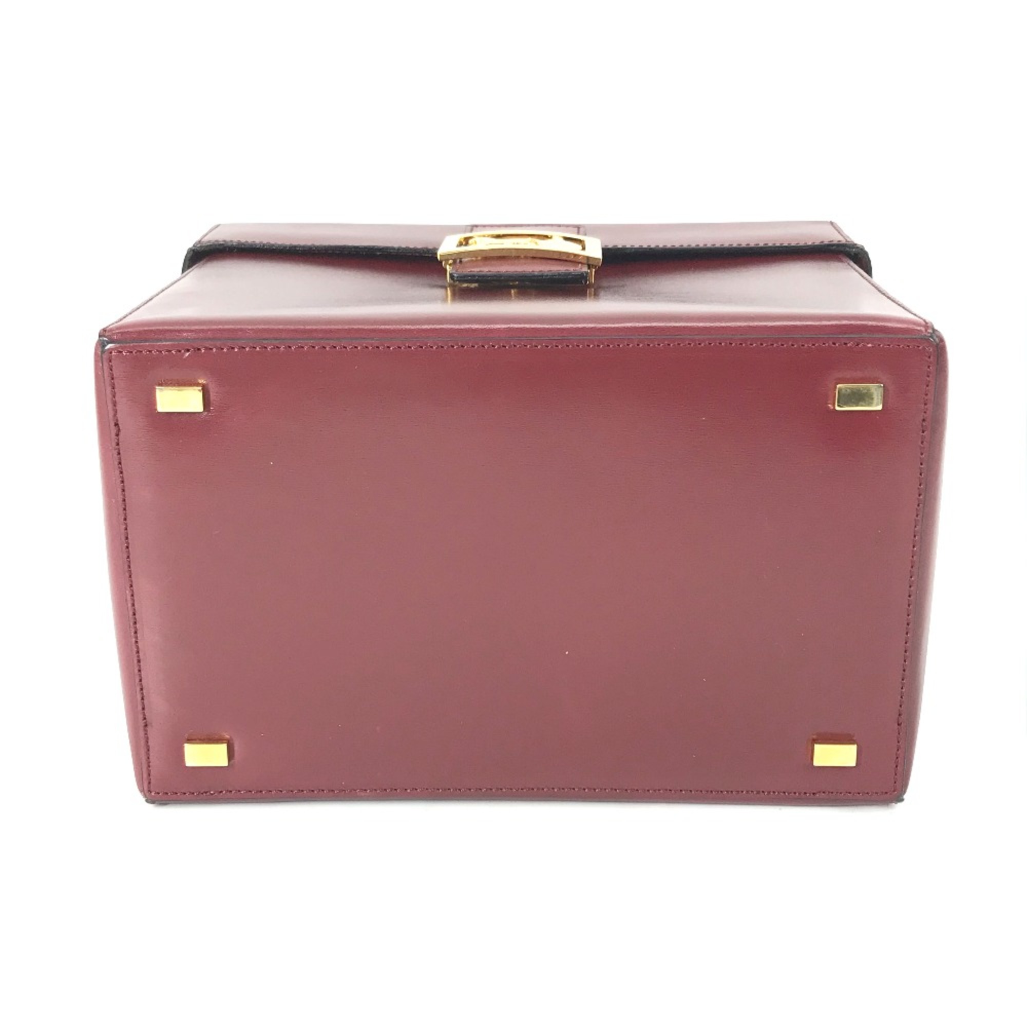 CELINE vintage Box BOX bag with mirror Hand Bag Bordeaux Based