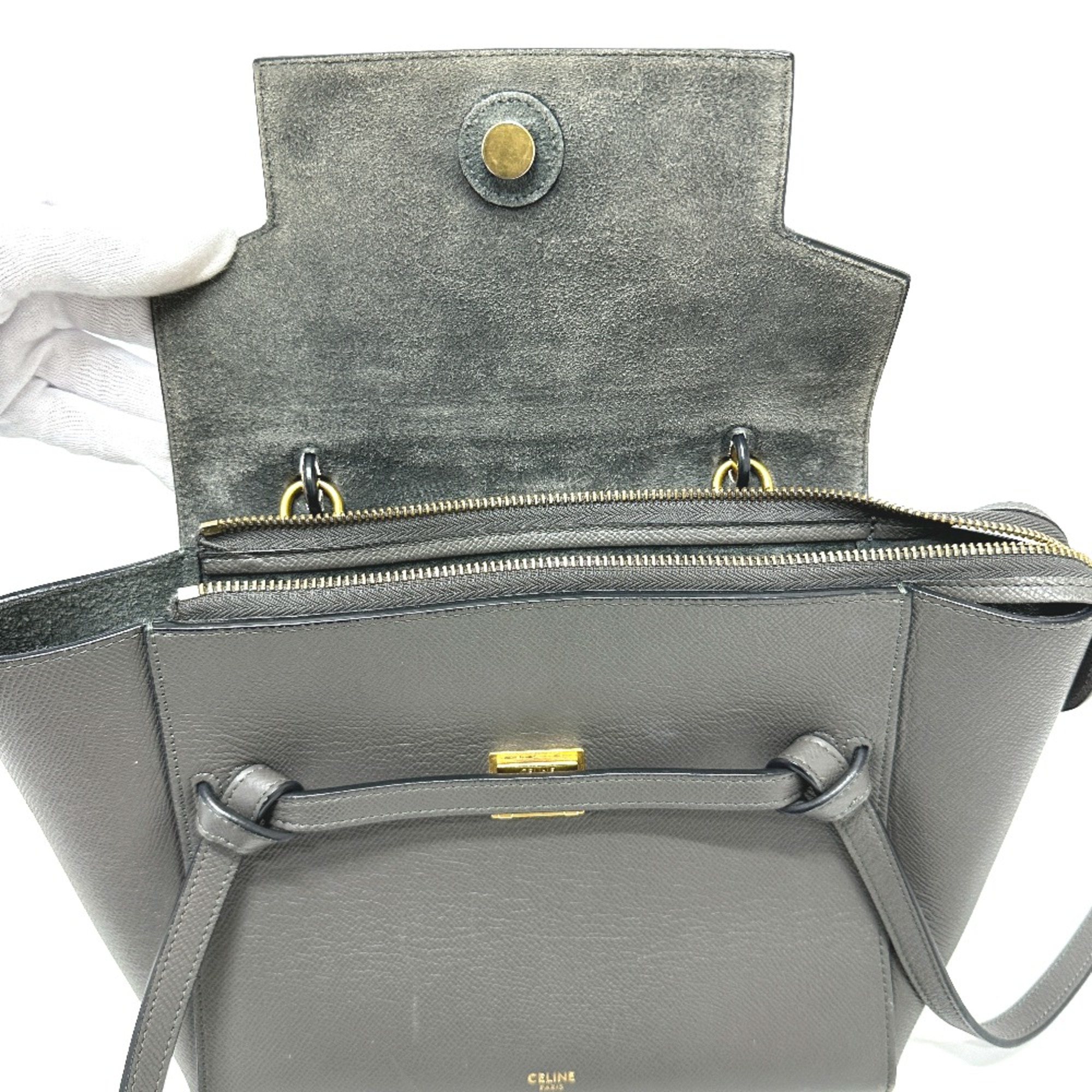 CELINE 189153 logo 2WAY Shoulder Bag Hand Bag gray