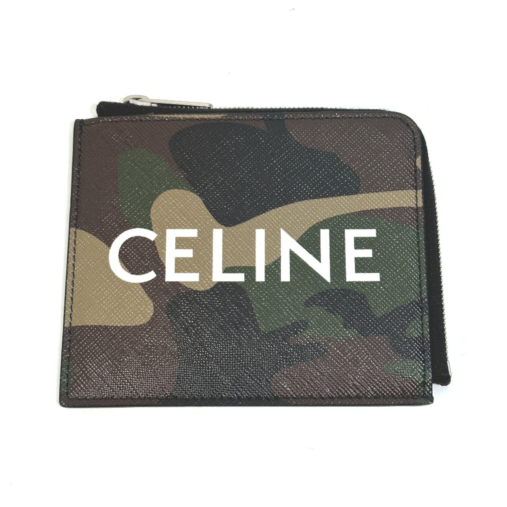 CELINE 10D88 2DEM Camouflage camouflage With card case coin purse Green