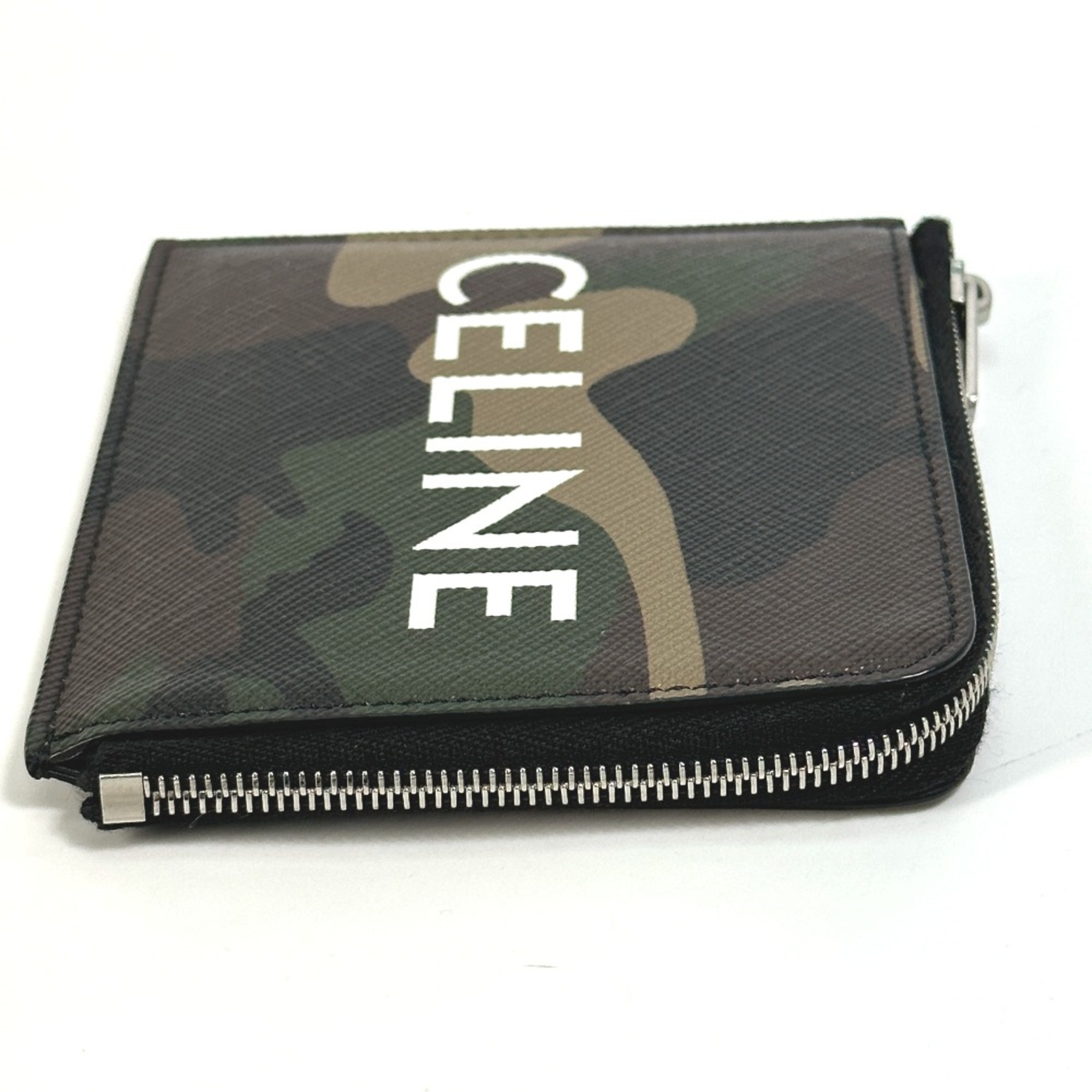 CELINE 10D88 2DEM Camouflage camouflage With card case coin purse Green