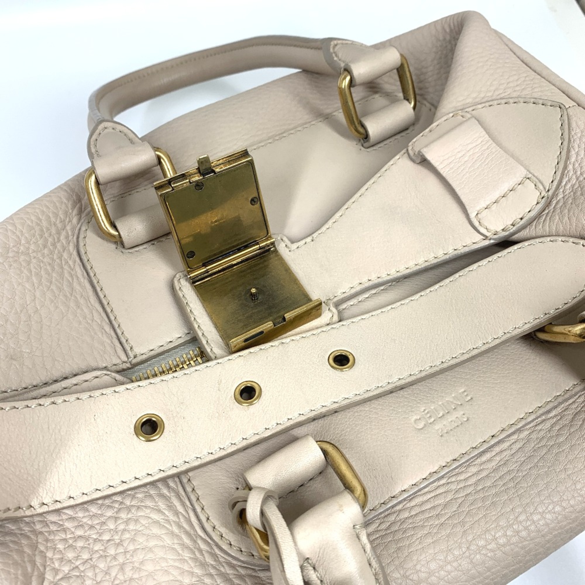 CELINE Old logo Bag Hand Bag Beige