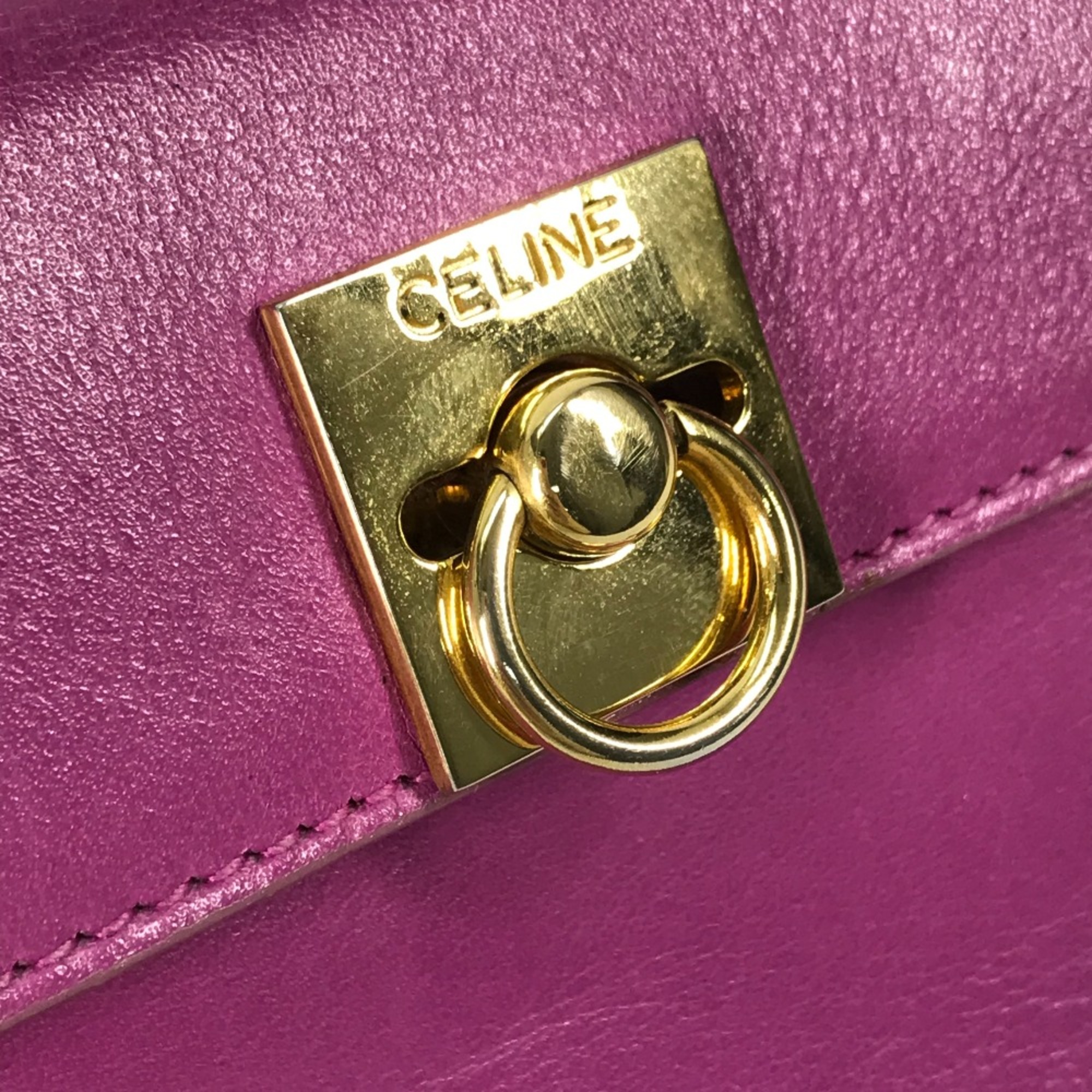 CELINE Bag vintage bag Hand Bag Purple Based Gold