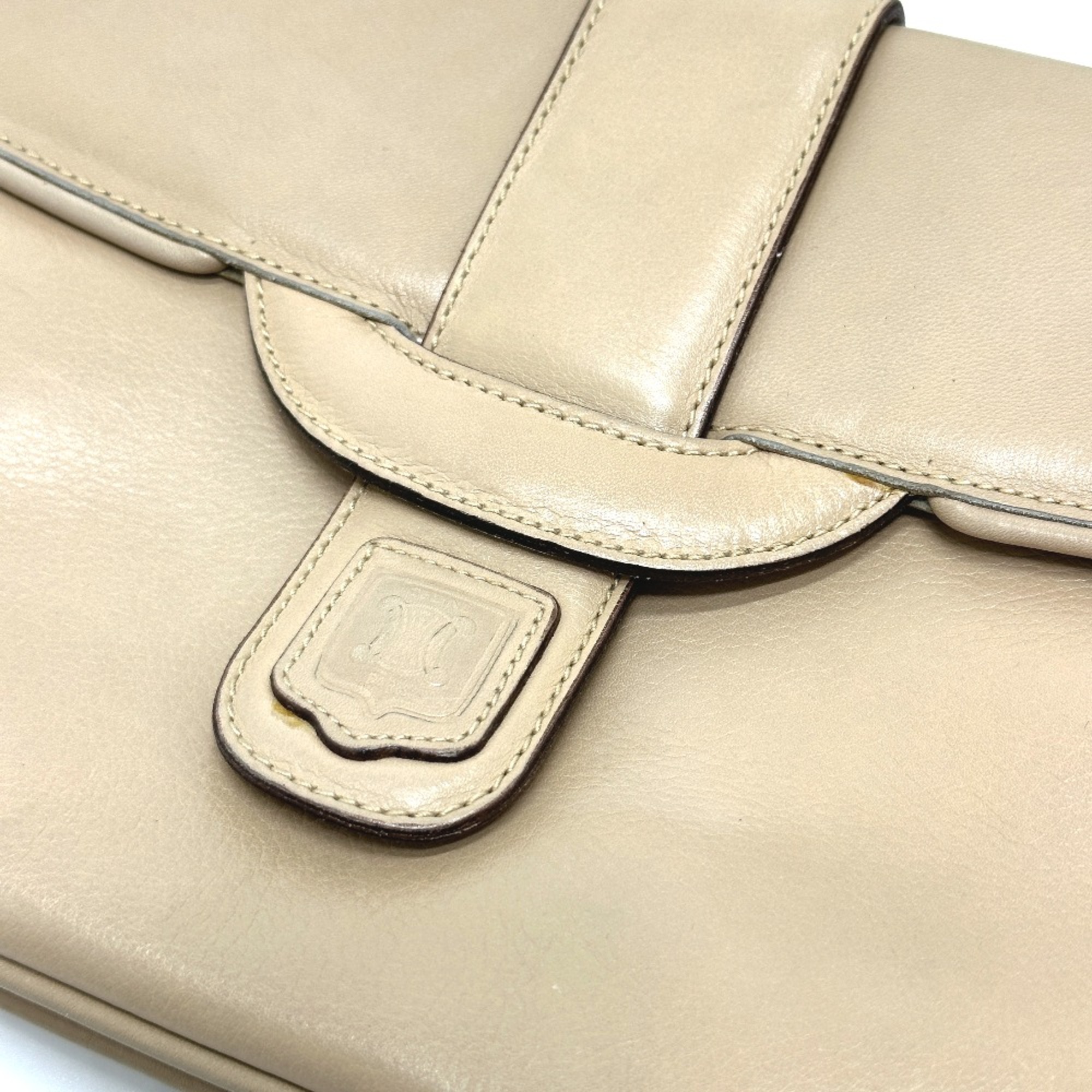 CELINE Triomphe crossbody vintage Shoulder Bag Beige