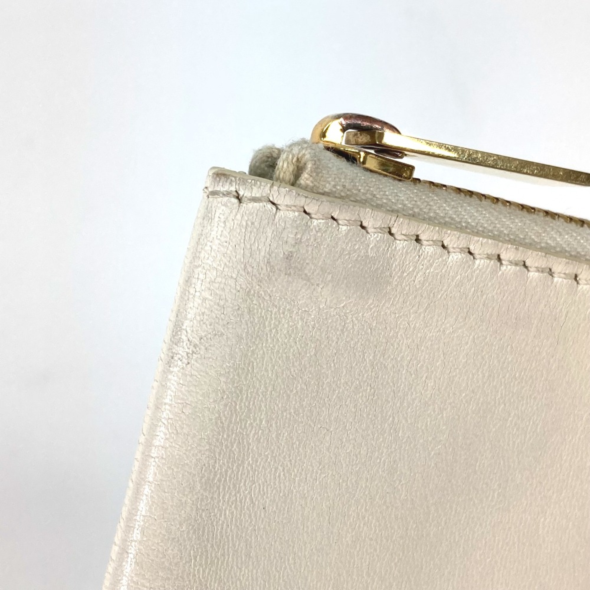 CELINE Bicolor Pouch Clutch bag White x yellow