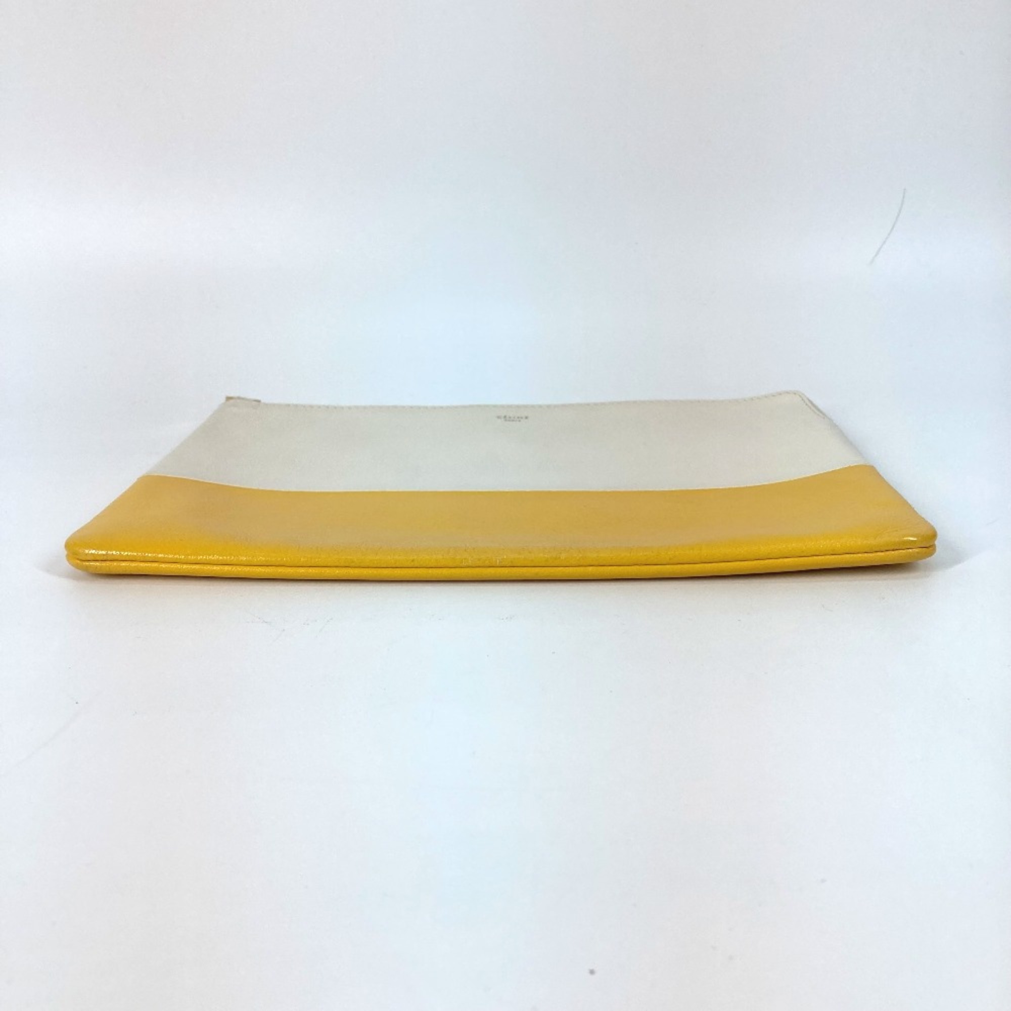 CELINE Bicolor Pouch Clutch bag White x yellow