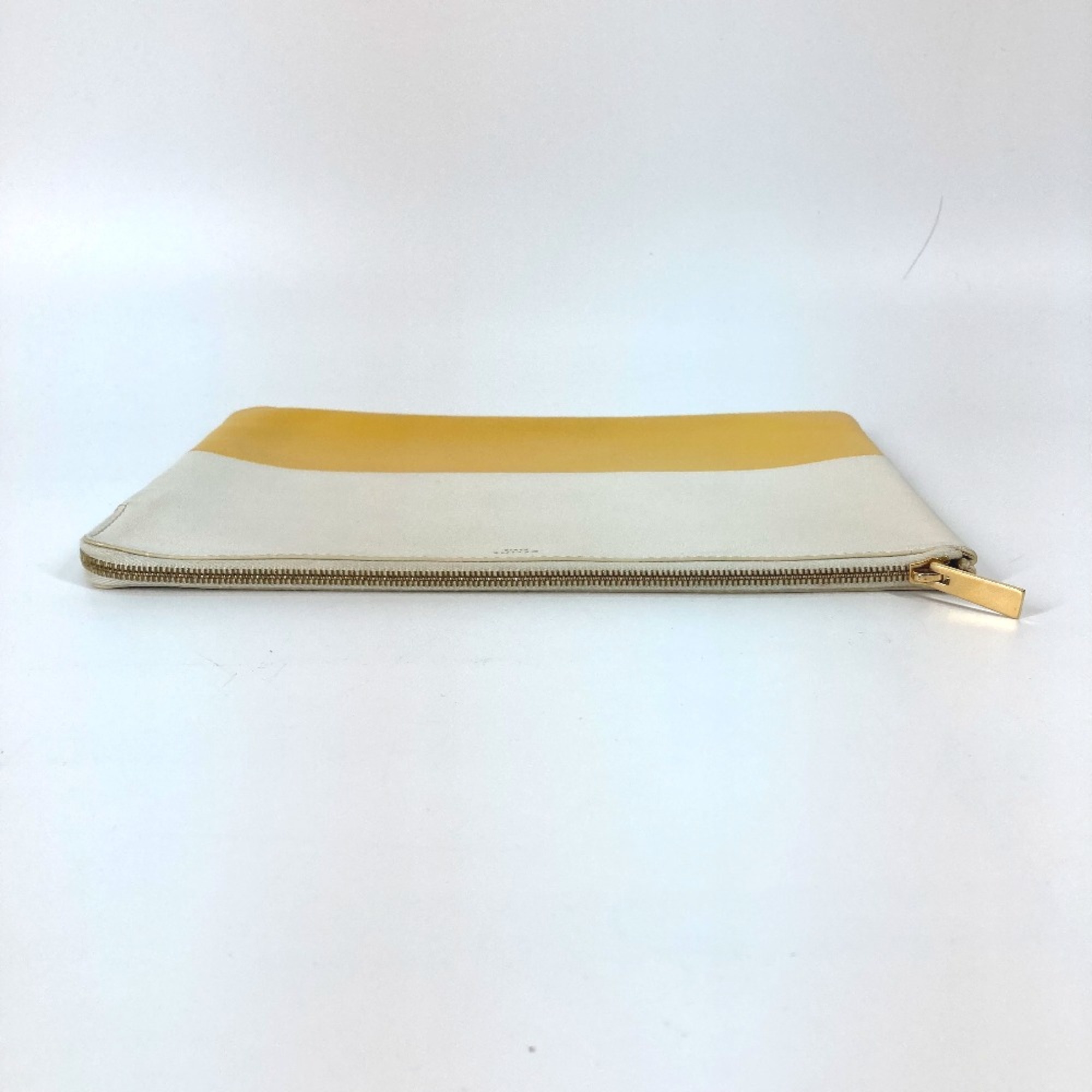 CELINE Bicolor Pouch Clutch bag White x yellow