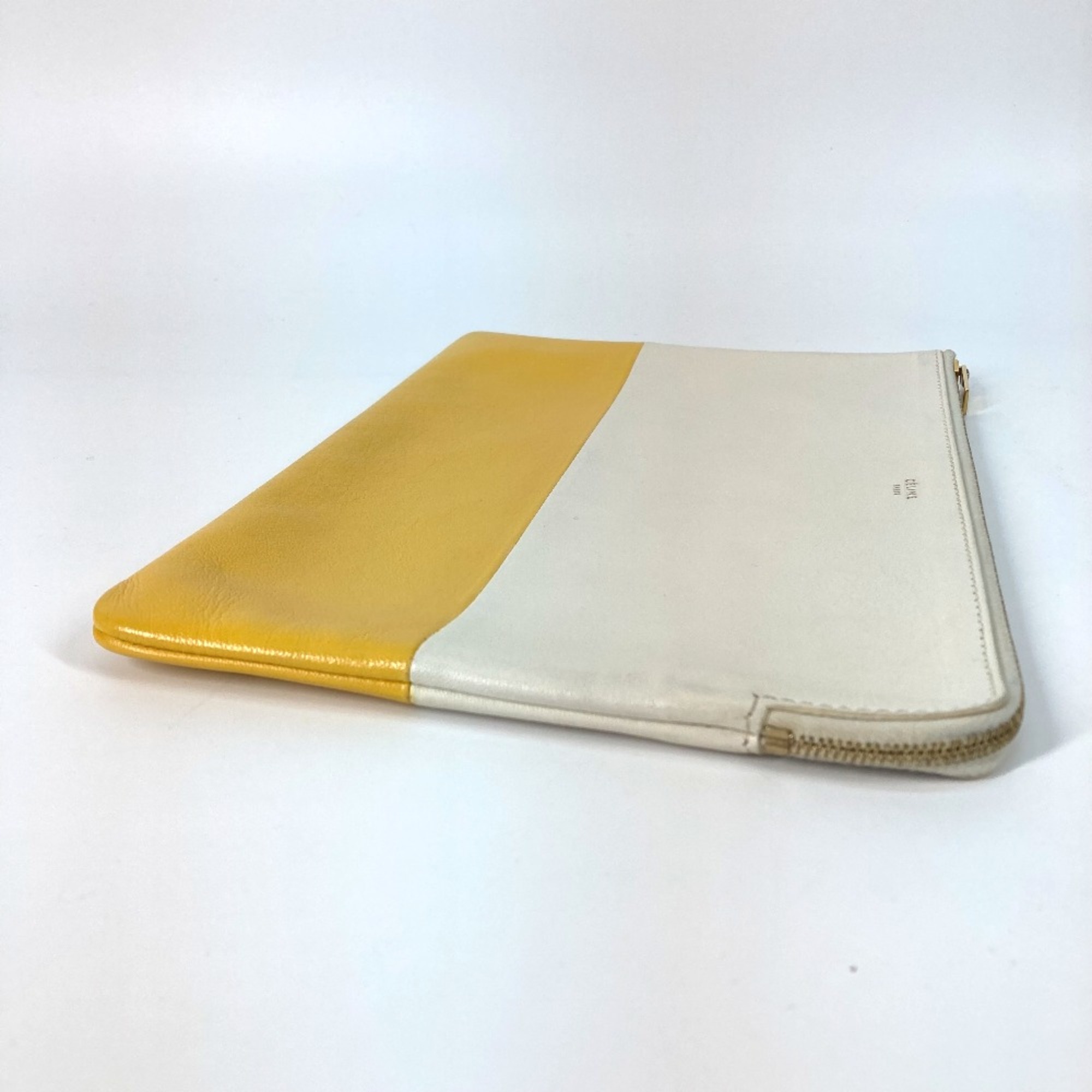 CELINE Bicolor Pouch Clutch bag White x yellow