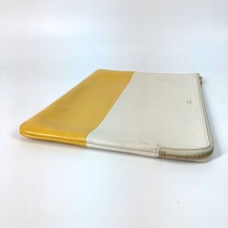 CELINE Bicolor Pouch Clutch bag White x yellow