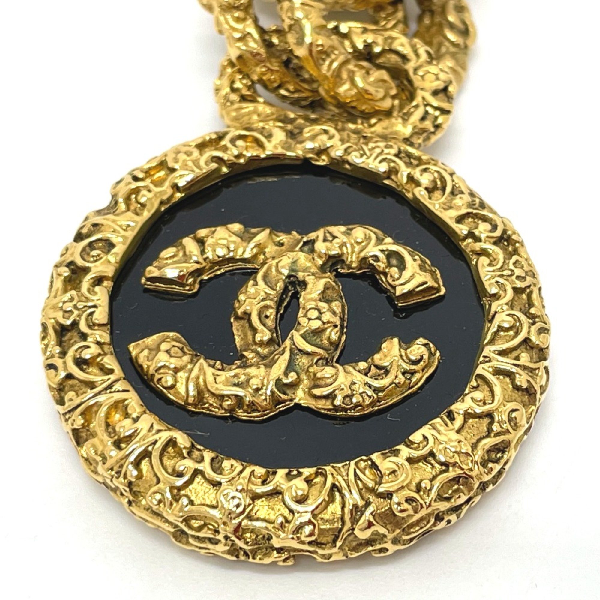 Chanel Coco CC Mark Charm 03A Key ring Gold x Black