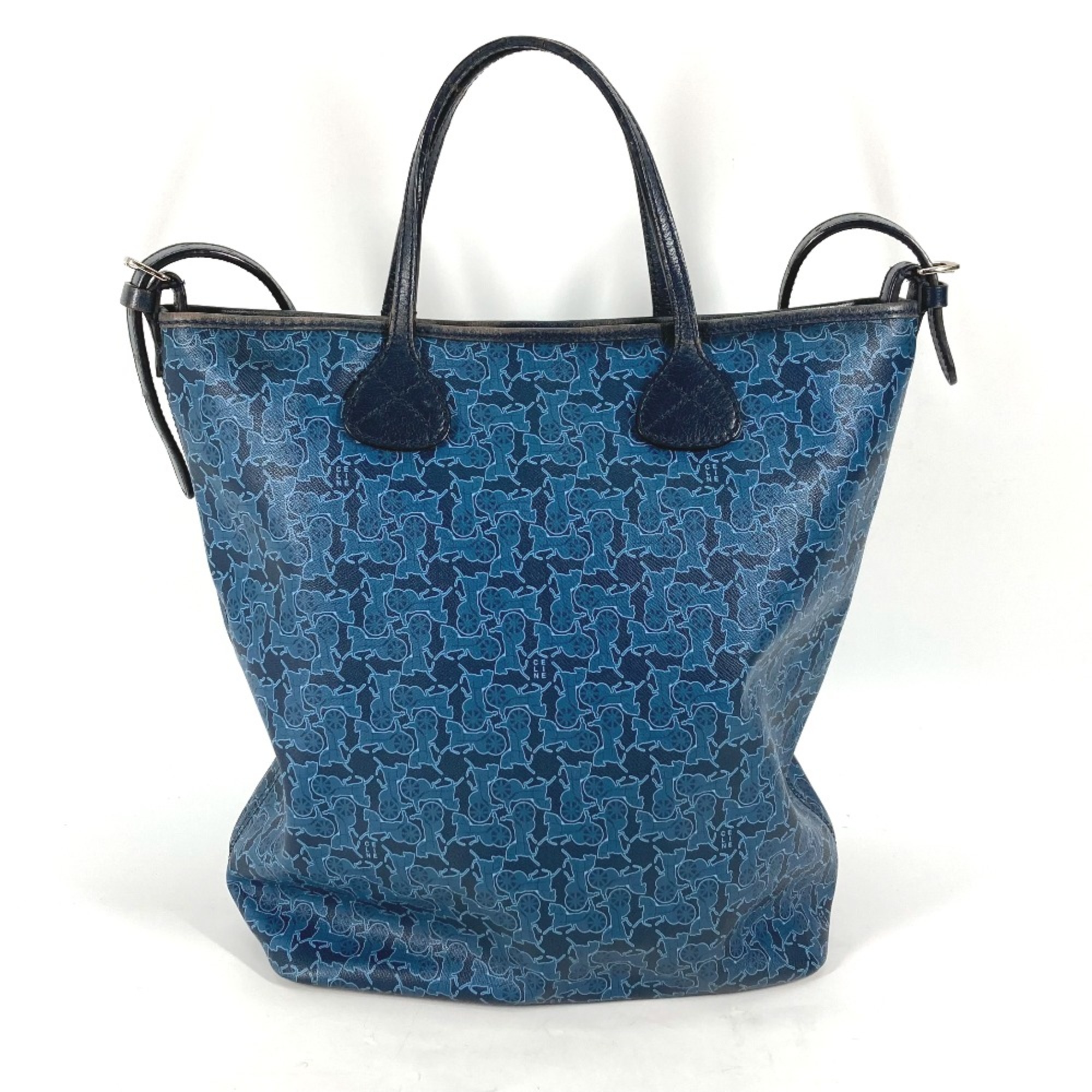 CELINE Old Tote Bag 2WAY Bag Crossbody Shoulder Bag blue Navy