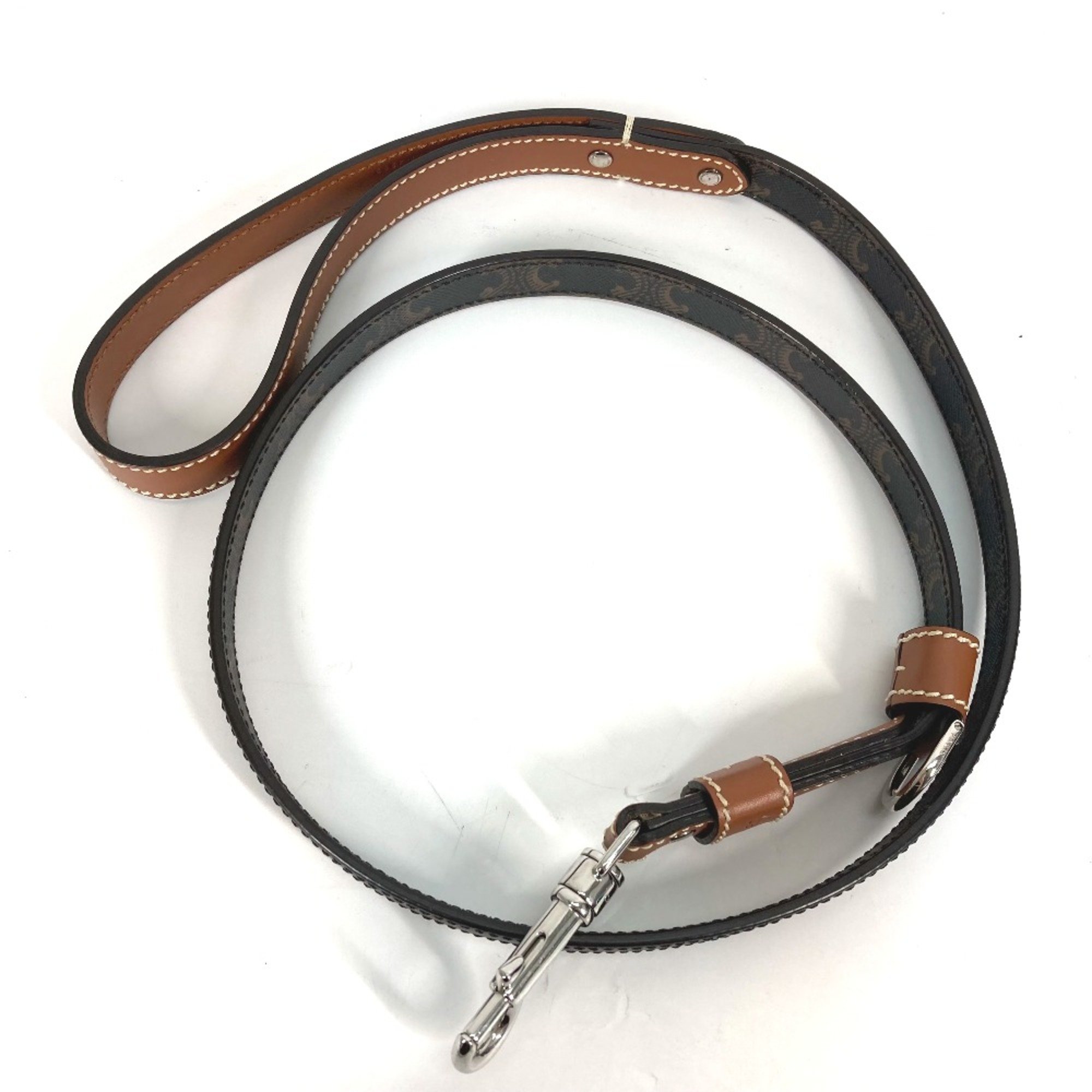 CELINE 4M1582EAV.04LI Triomphe dog pet dog Lead Tan Brown