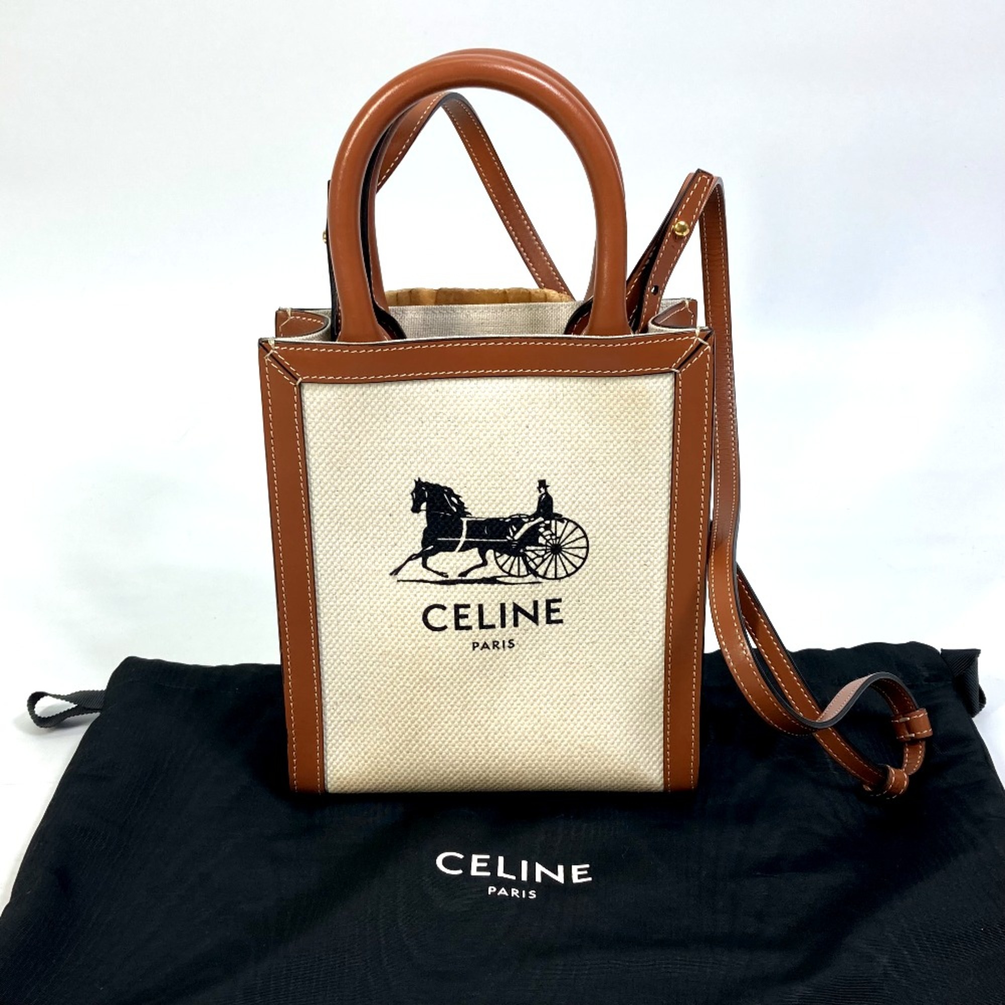 CELINE 193302DCI.02NT Carriage Bag 2WAY Shoulder Bag natural Beige