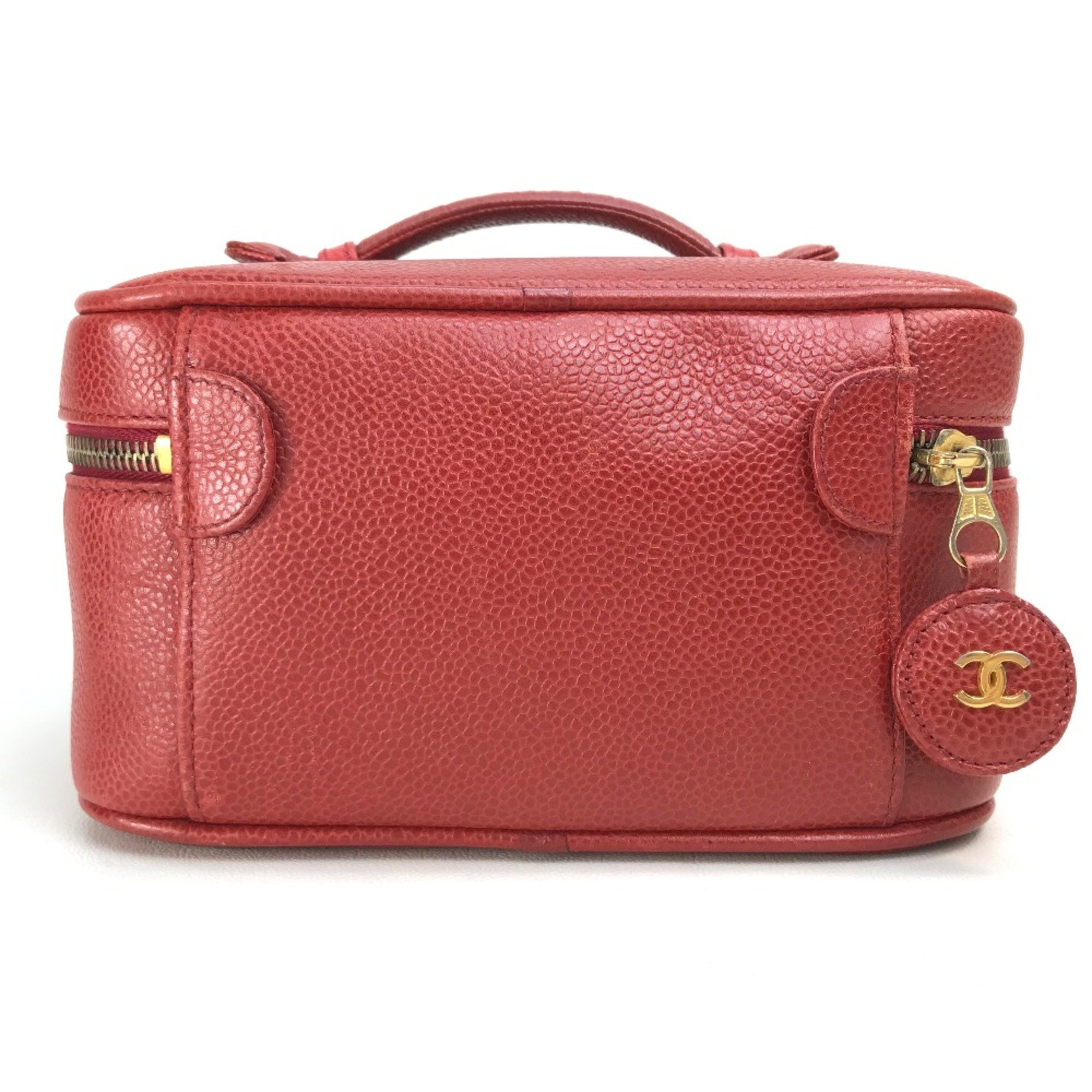 Chanel CC Mark Bag Hand Bag Vanity bag Red x GoldHardware