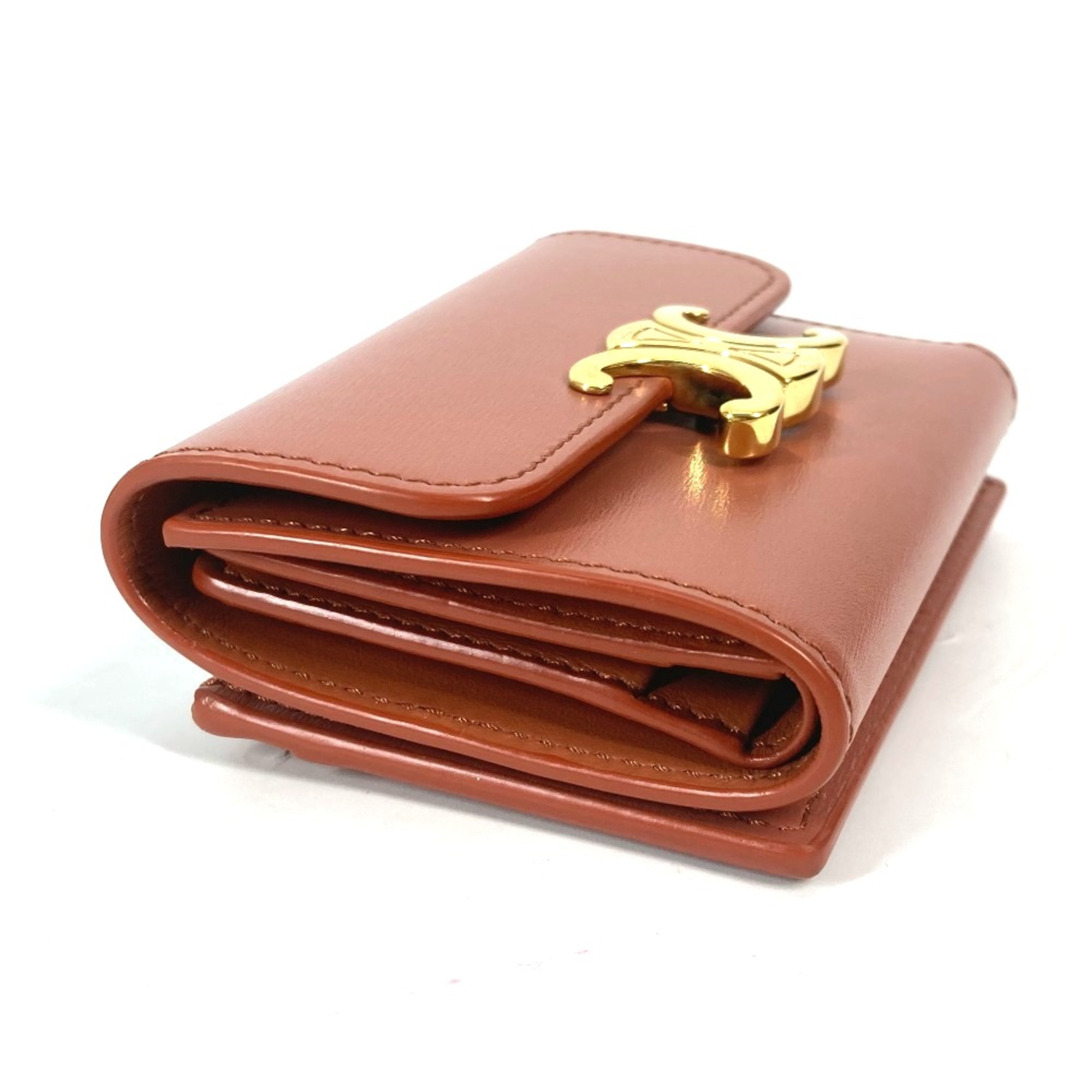 CELINE Triomphe Mini Wallet Trifold wallet Bronze Brown