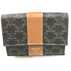 CELINE Triomphe Compact wallet Trifold wallet Brown GoldHardware