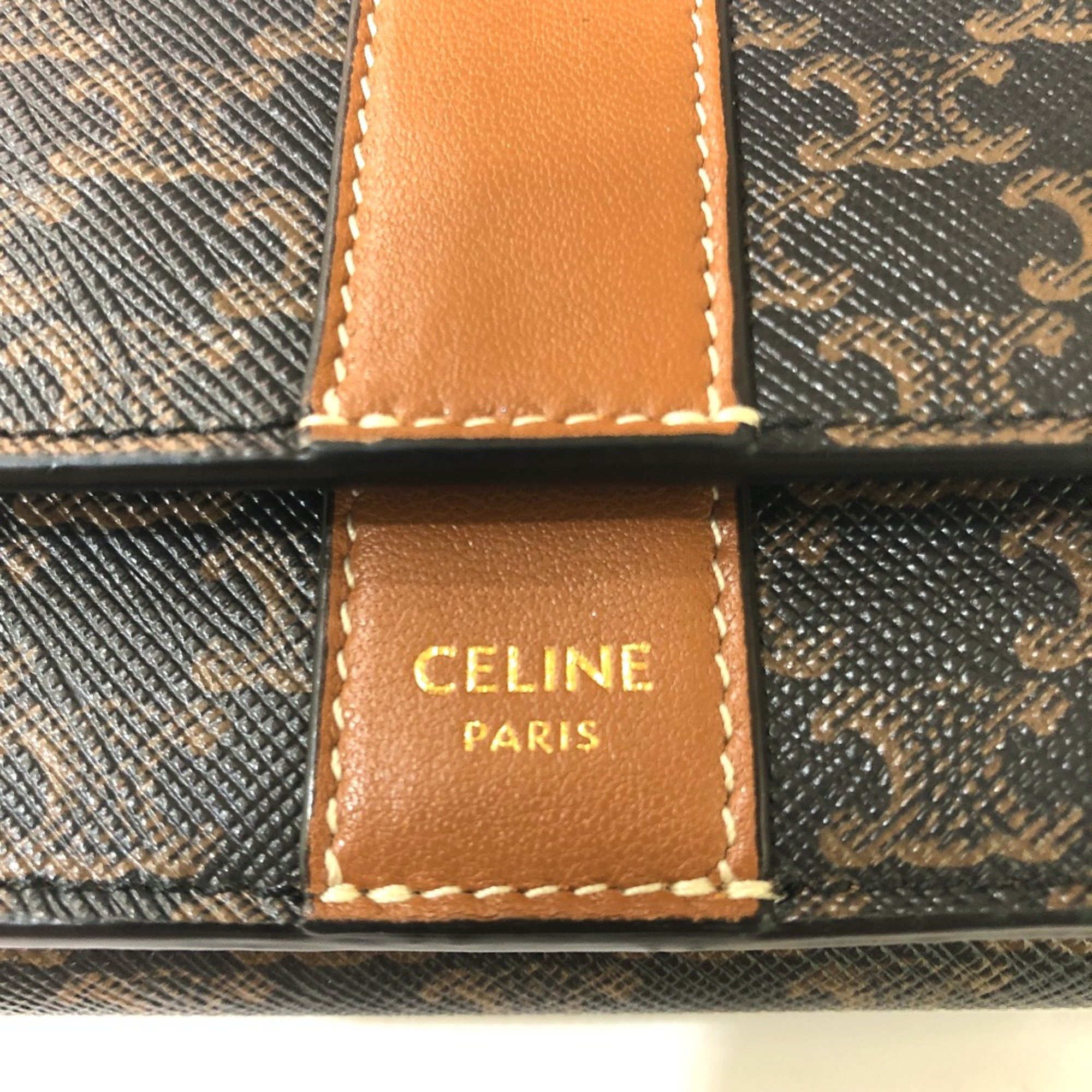 CELINE Triomphe Compact wallet Trifold wallet Brown GoldHardware