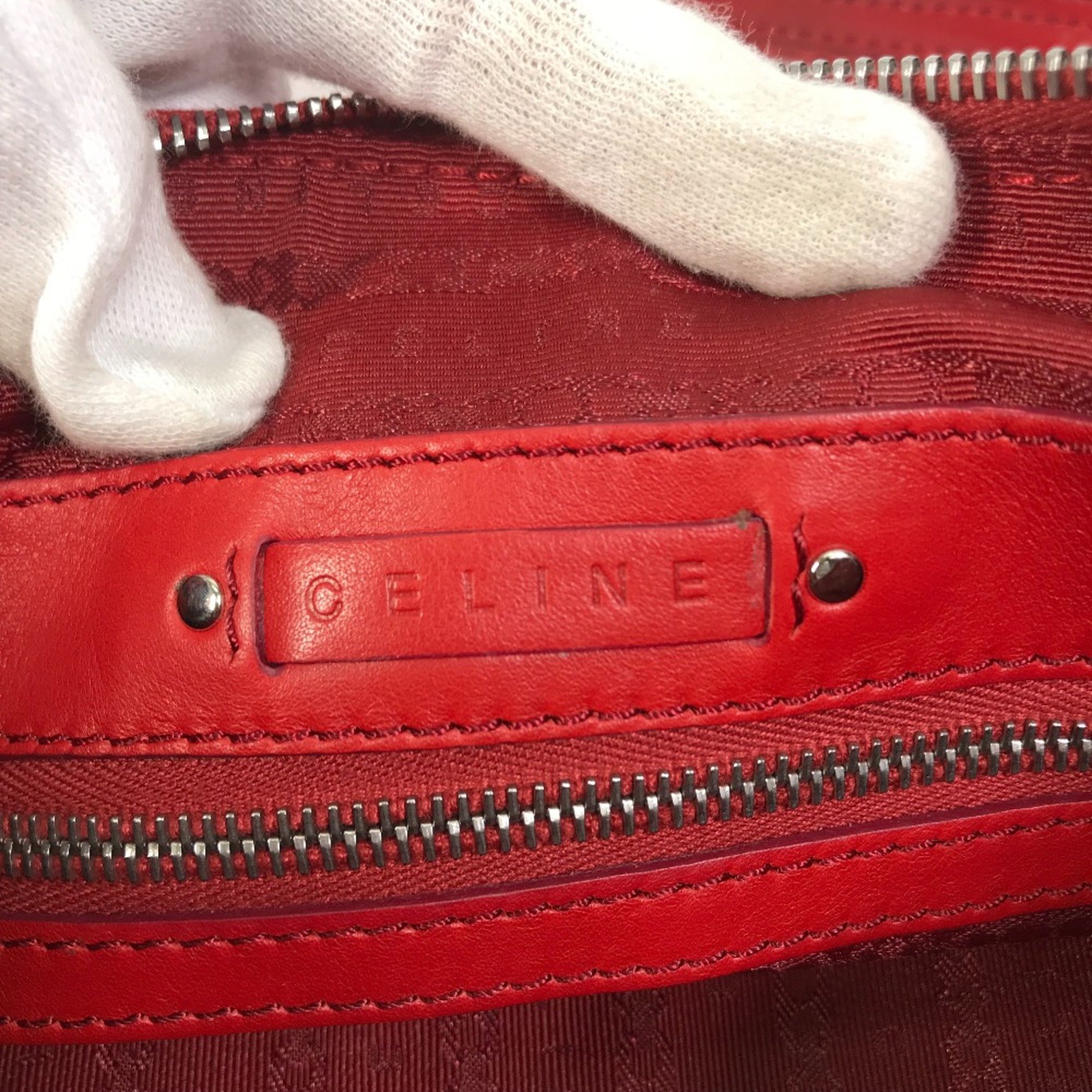 CELINE vintage Shoulder Bag Shoulder Bag Duffle Bag Red