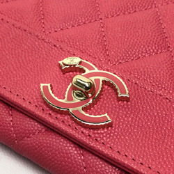 Chanel A80971 CC Mark Two fold Long Wallet pink