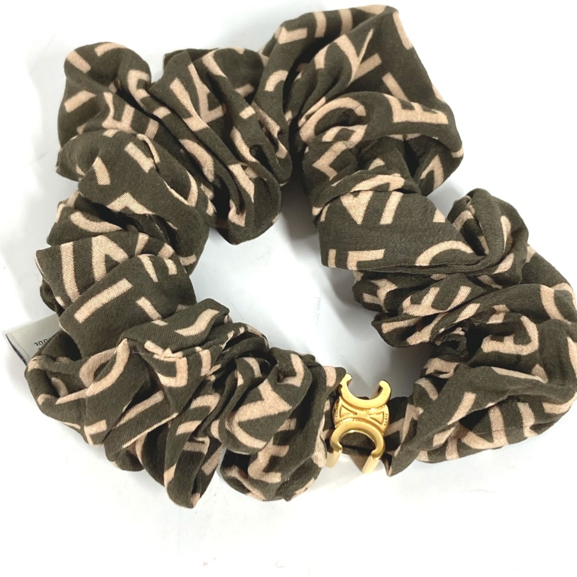 CELINE Triomphe hair accessories hair rubber Shush khaki