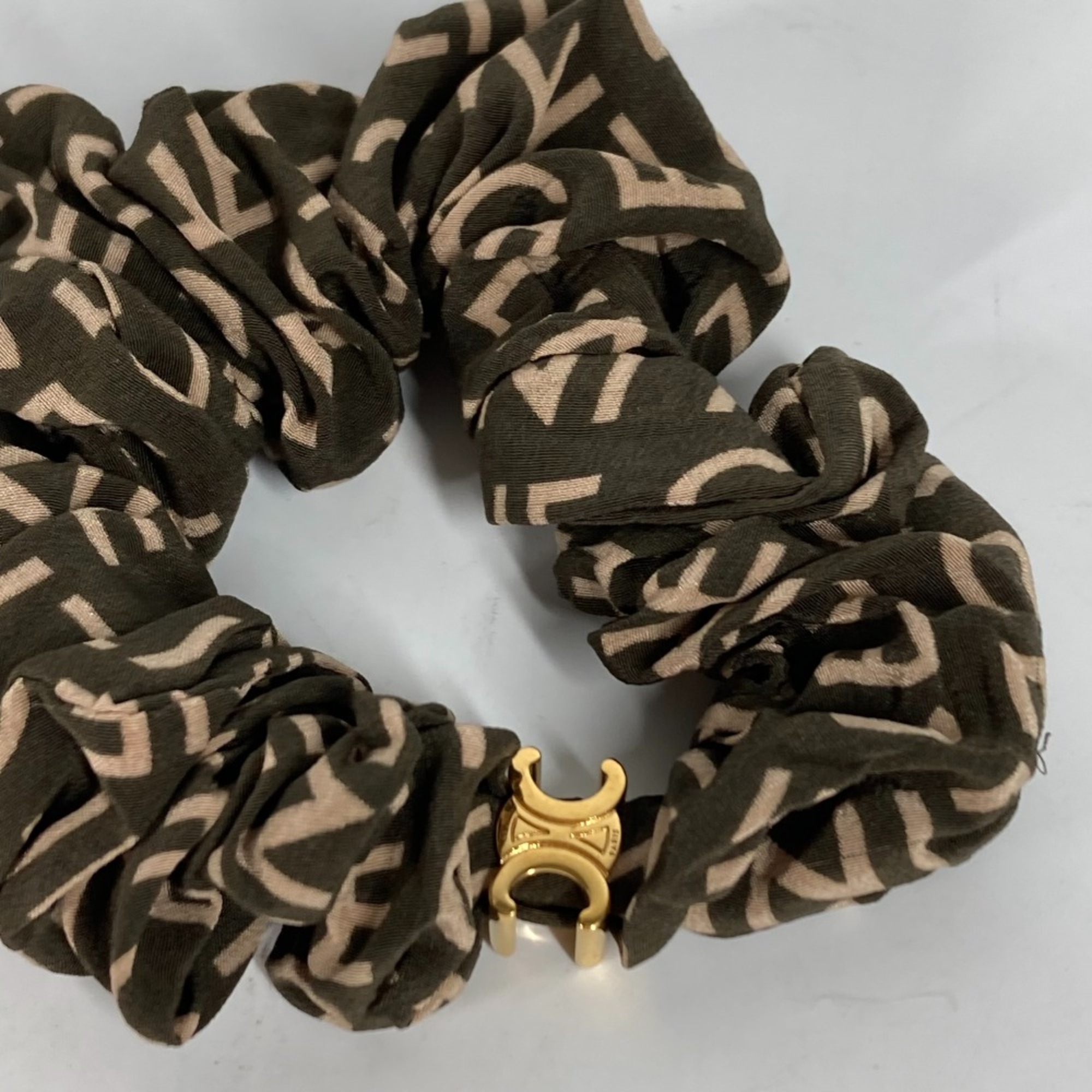 CELINE Triomphe hair accessories hair rubber Shush khaki