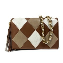 Chanel CC Mark bag fringe tassel Shoulder Bag Brown/Beige/White GoldHardware