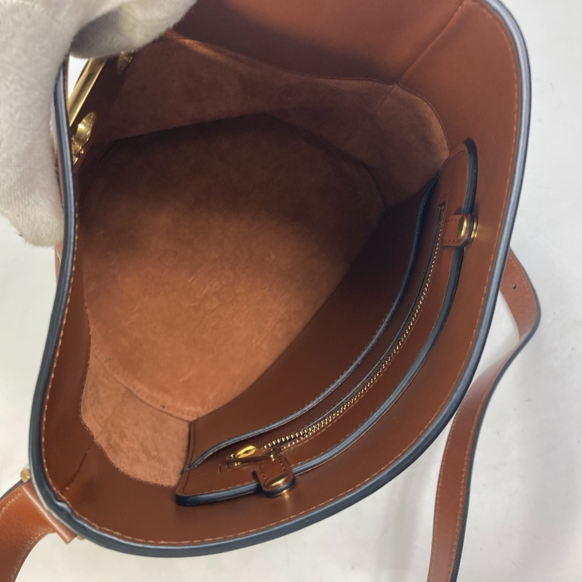 CELINE 193043CKA BUCKET MAILLON TRIOMPHE Bag Bucket type Crossbody Shoulder Bag Brown Gold