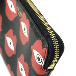 CELINE lip eye Wallet Coin Compartment Accessory case coin purse Black x Red