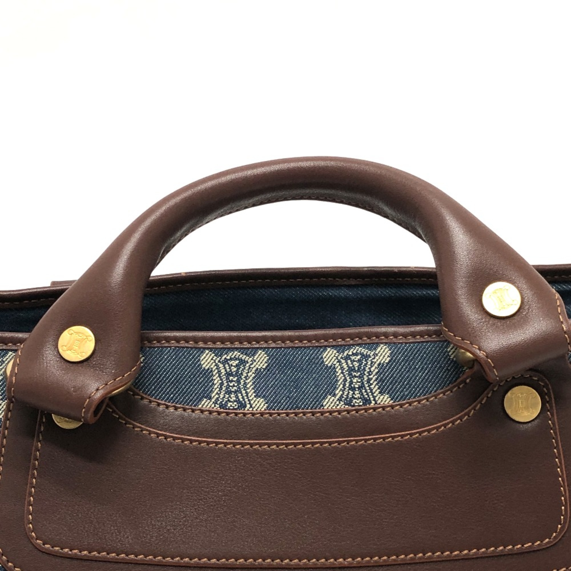 CELINE Handbag Hand Bag blue Brown/GoldHardware