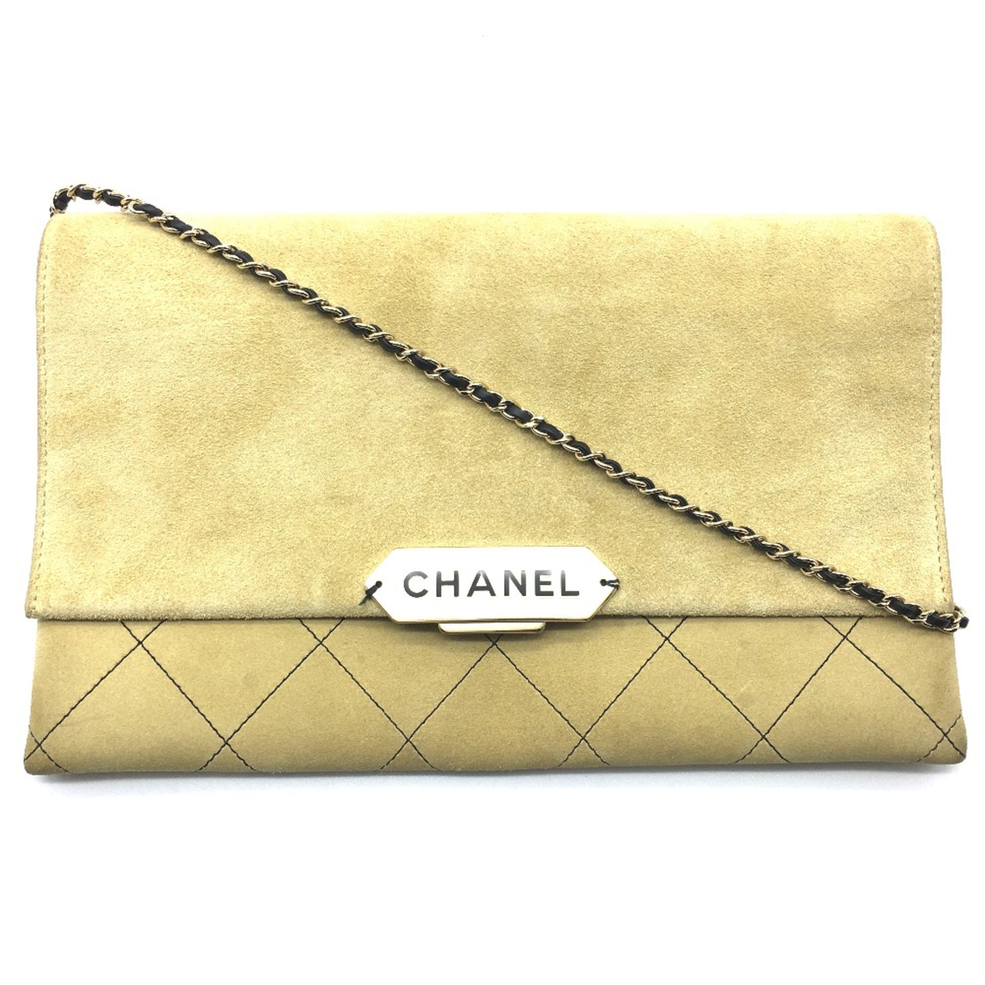 Chanel CHANEL logo Bag Flap Single Chain Shoulder Bag Beige Beige x GoldHardware