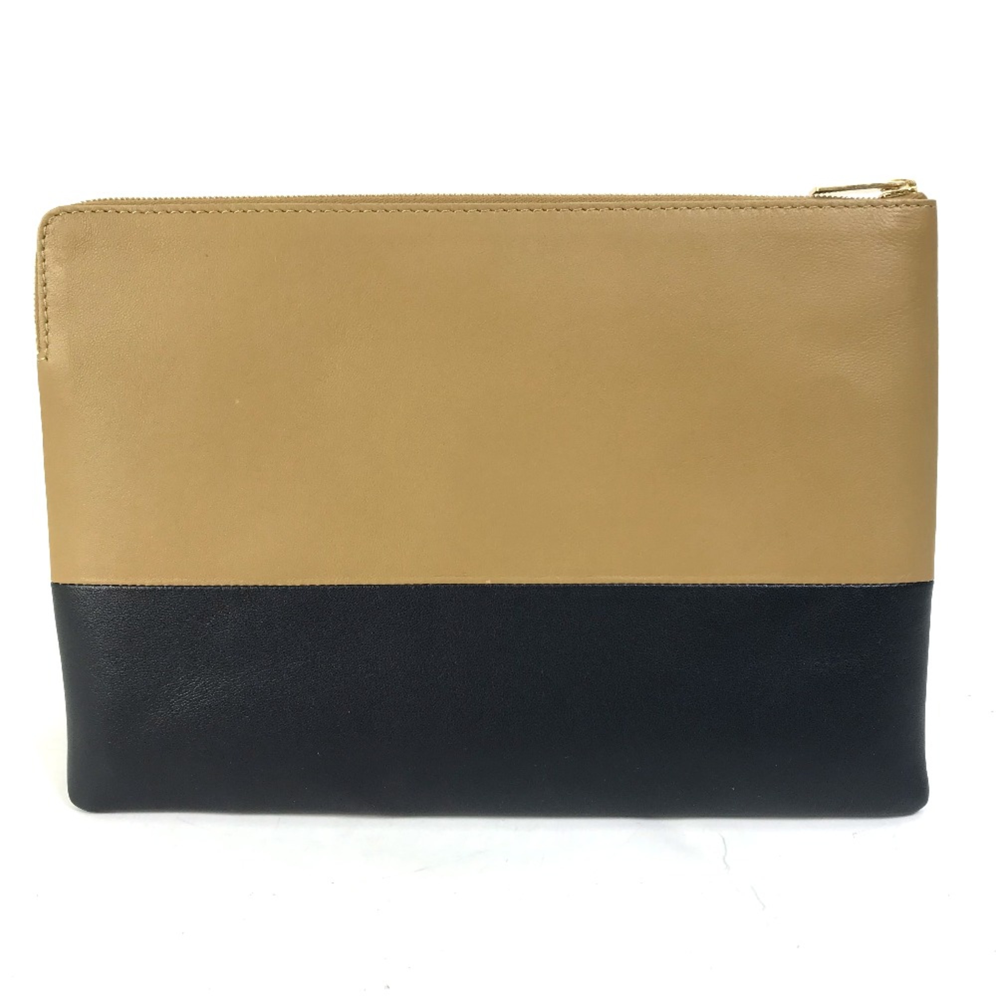 CELINE 100093HTM Two-tone bag pouch Clutch bag Brown