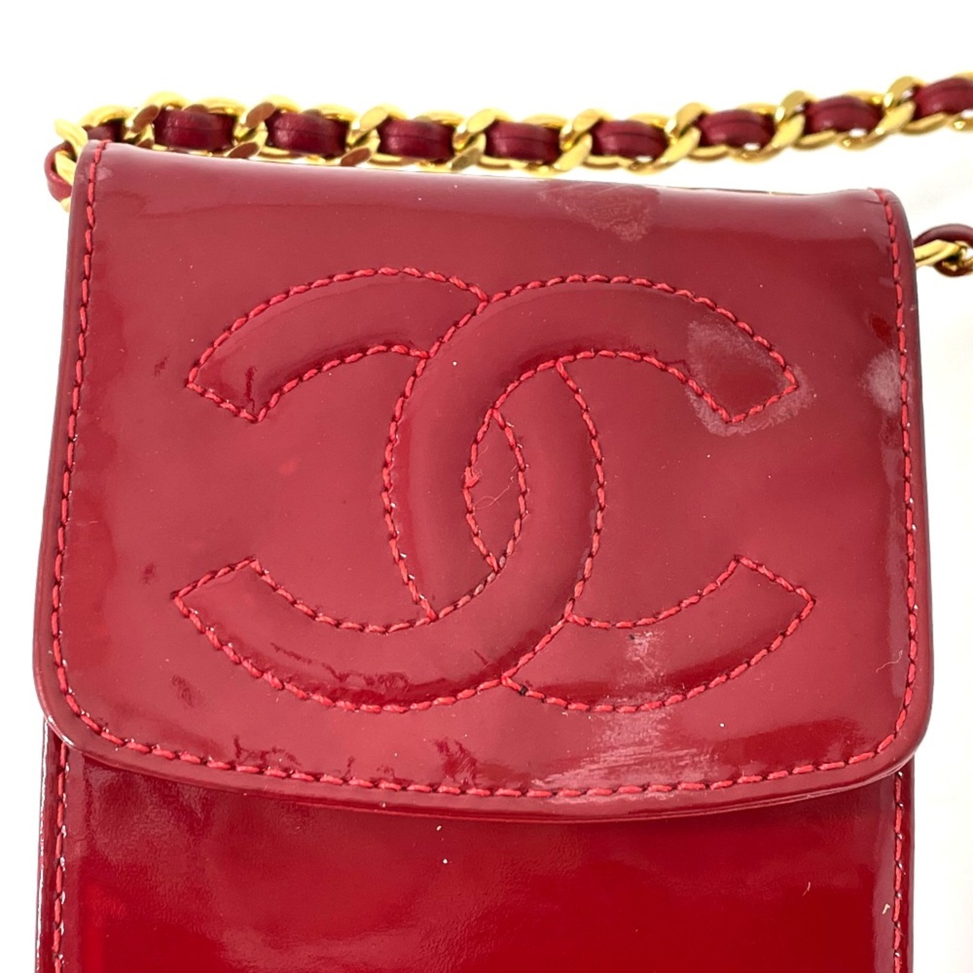 Chanel CCCC Mark Pouch pouch Shoulder Bag Red GoldHardware