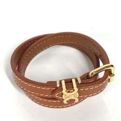 CELINE 460SF3BCF Triomphe Bangle Accessories Double Layer Bracelet Gold x Tan Brown GoldHardware