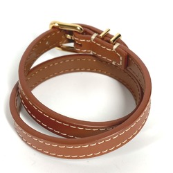 CELINE 460SF3BCF Triomphe Bangle Accessories Double Layer Bracelet Gold x Tan Brown GoldHardware