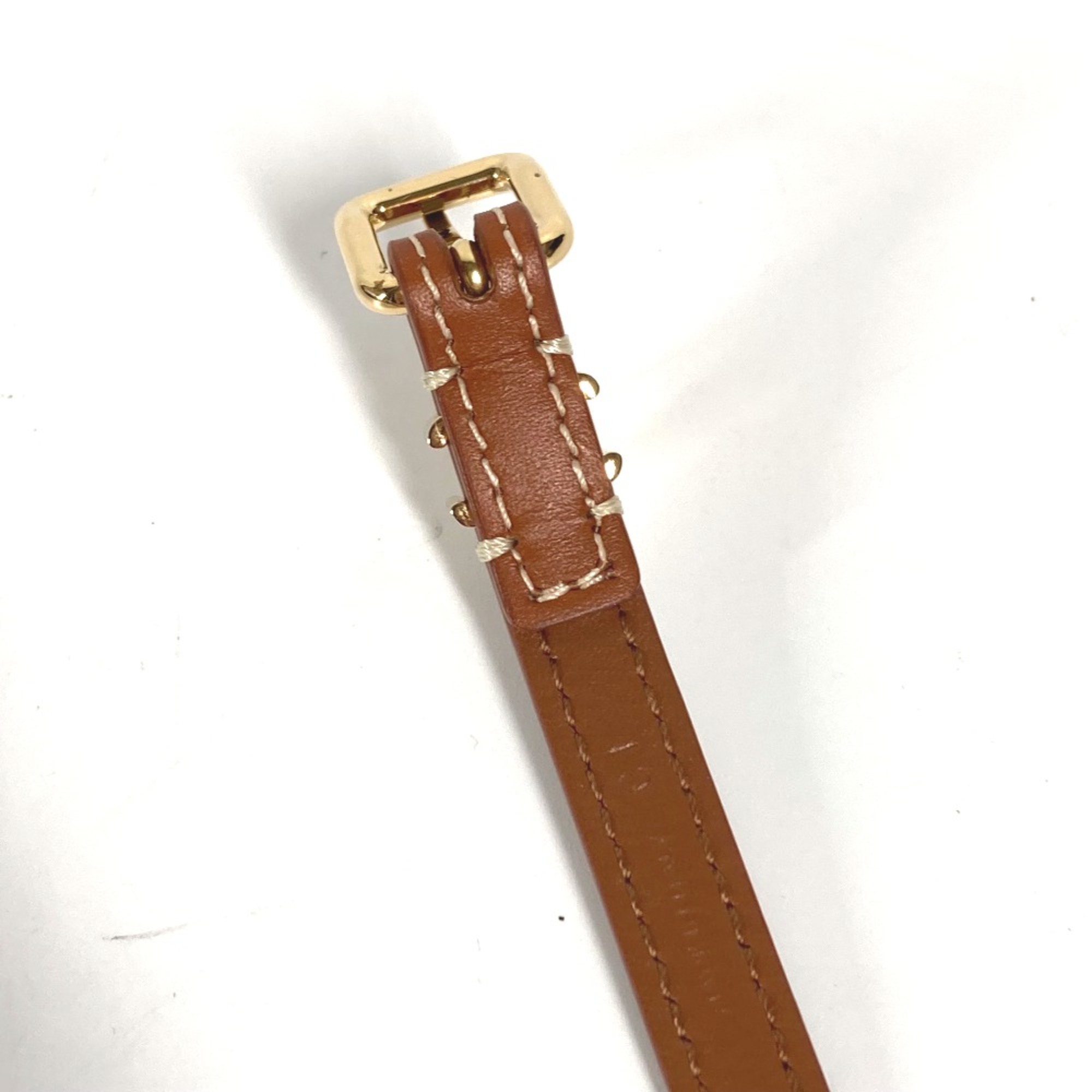 CELINE 460SF3BCF Triomphe Bangle Accessories Double Layer Bracelet Gold x Tan Brown GoldHardware