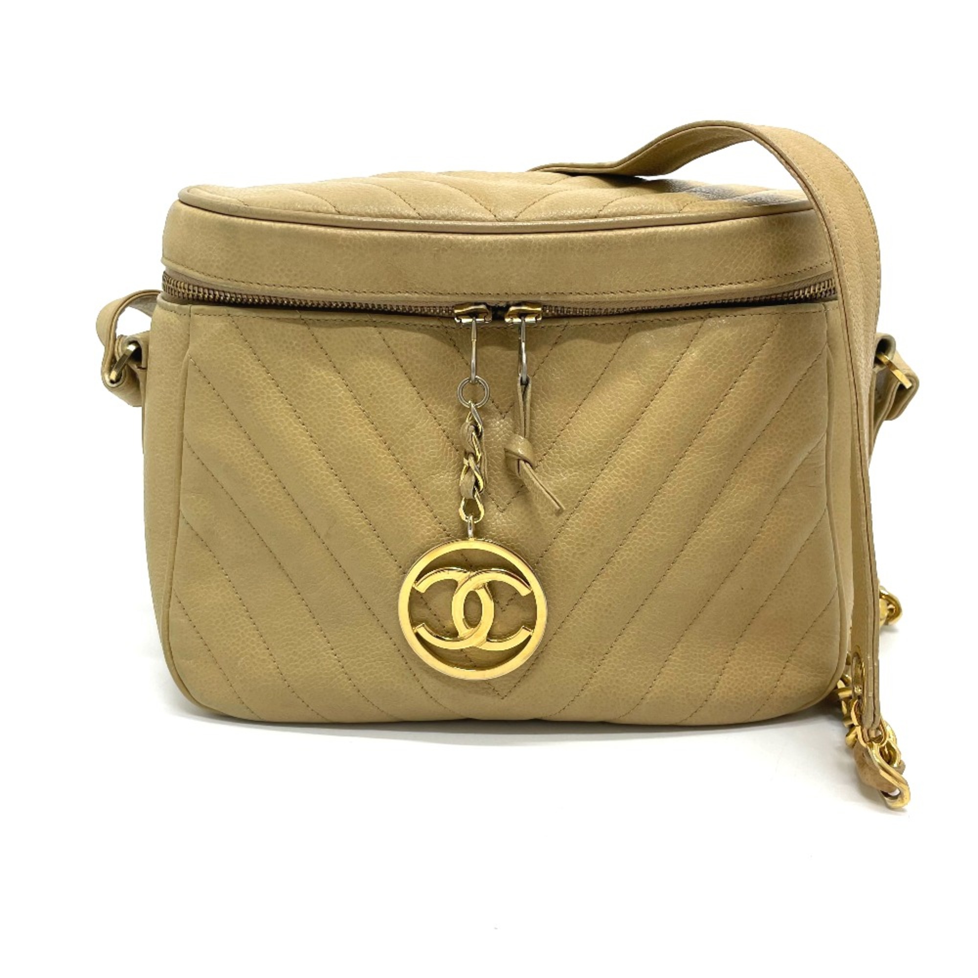 Chanel CC Coco Charm Bag Chain Shoulder Shoulder Bag Beige GoldHardware