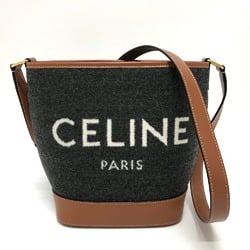 CELINE bag shawl Crossbody Shoulder Bag Gray x Brown GoldHardware