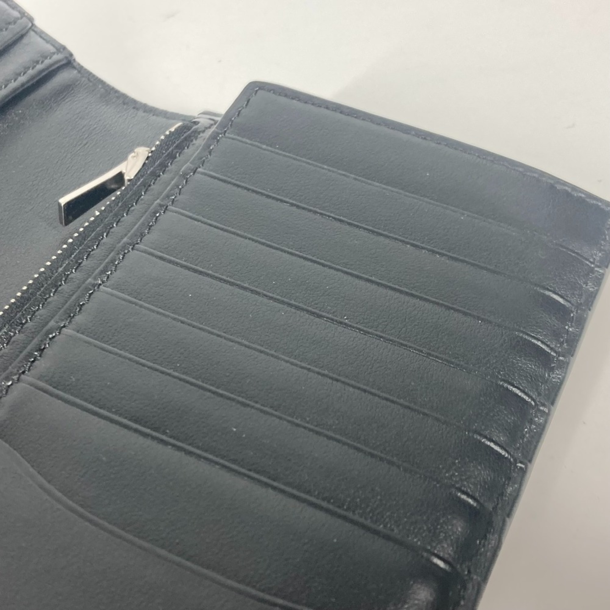 CELINE with coin compartment Two fold Long Wallet Black